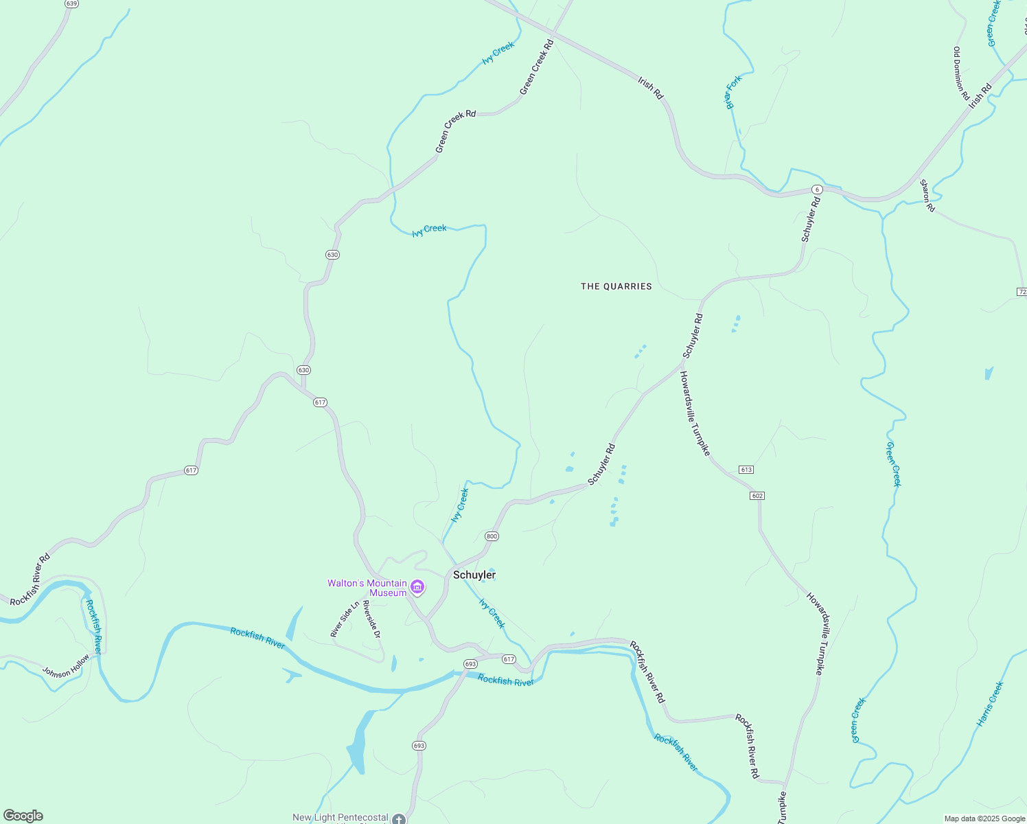 map of restaurants, bars, coffee shops, grocery stores, and more near 301-499 Gold Mine Lane in Schuyler