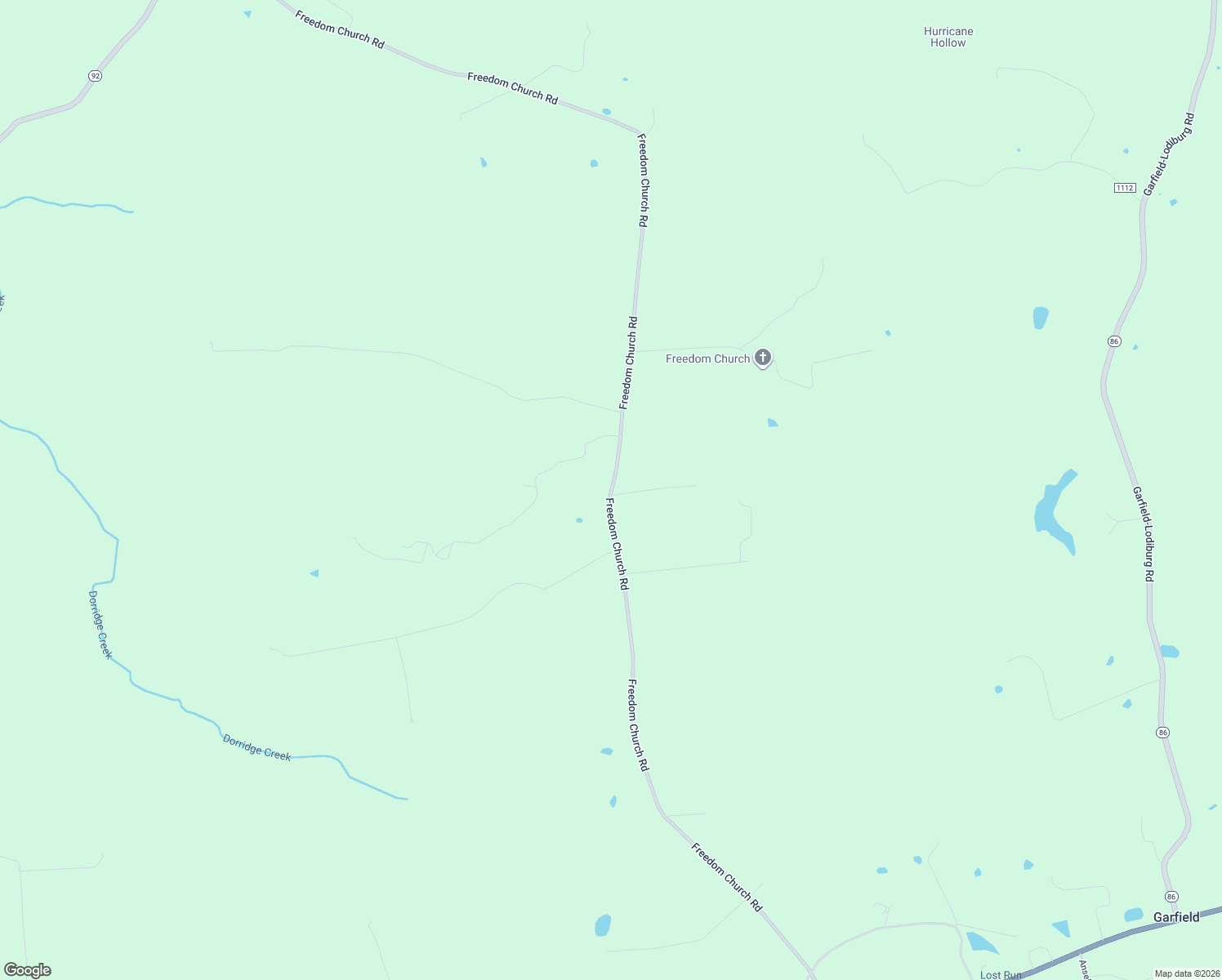 map of restaurants, bars, coffee shops, grocery stores, and more near Freedom Church Road in Harned