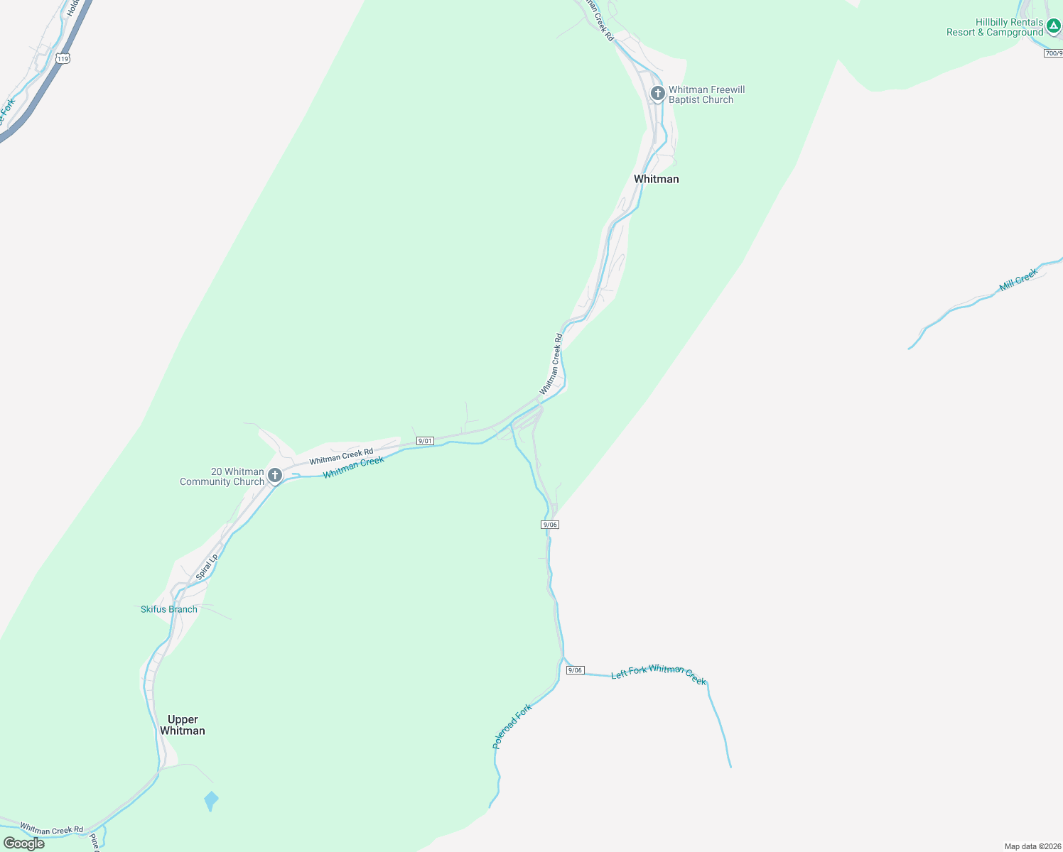 map of restaurants, bars, coffee shops, grocery stores, and more near 54 County Highway 9/06 in Whitman