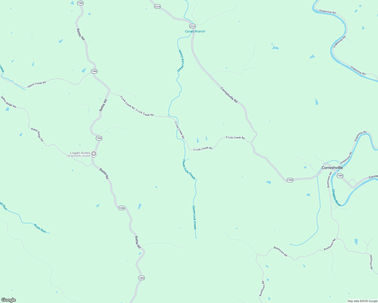 map of restaurants, bars, coffee shops, grocery stores, and more near 999 3 Lick Creek Road in Cornishville