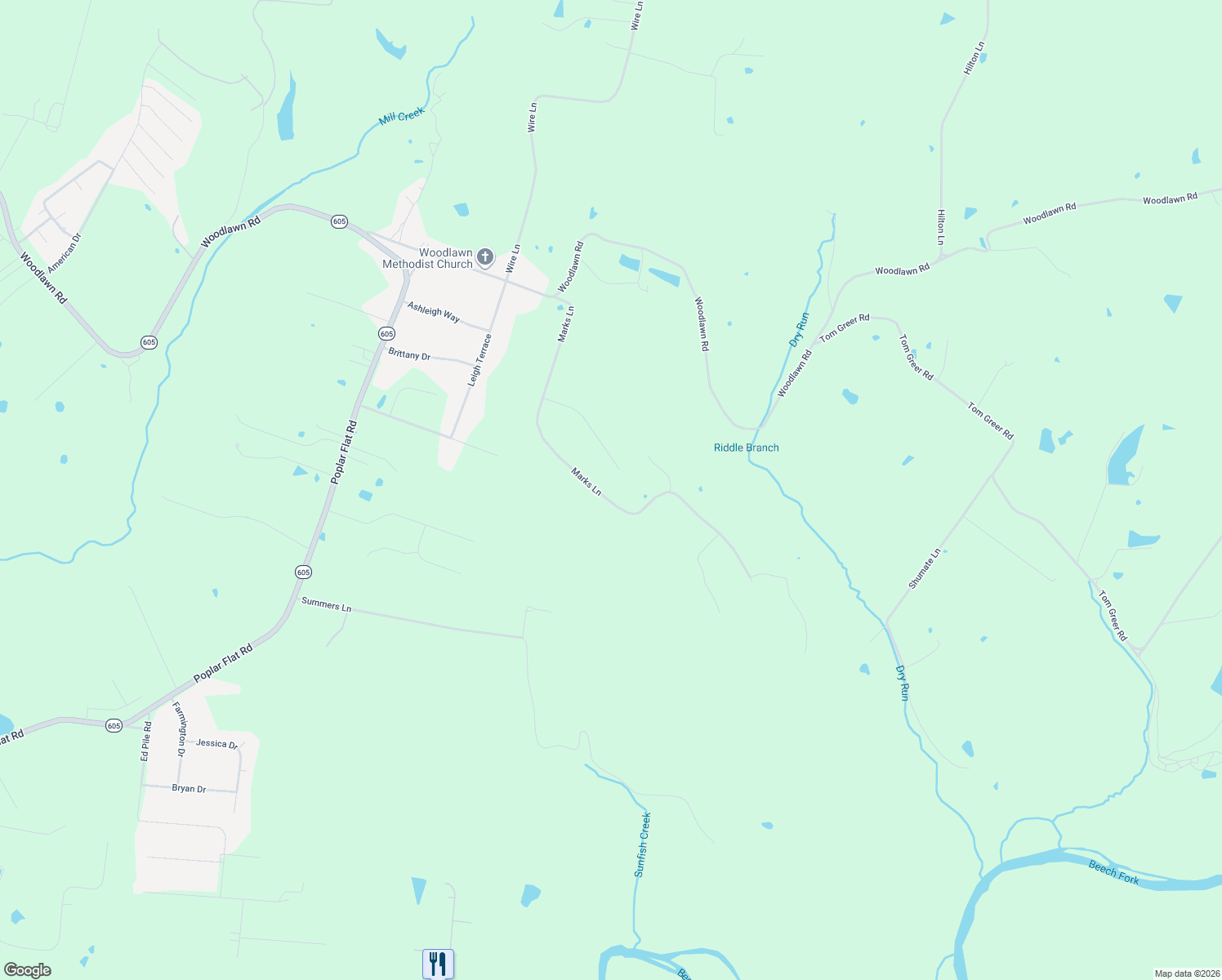 map of restaurants, bars, coffee shops, grocery stores, and more near 375-579 Marks Lane in Bardstown