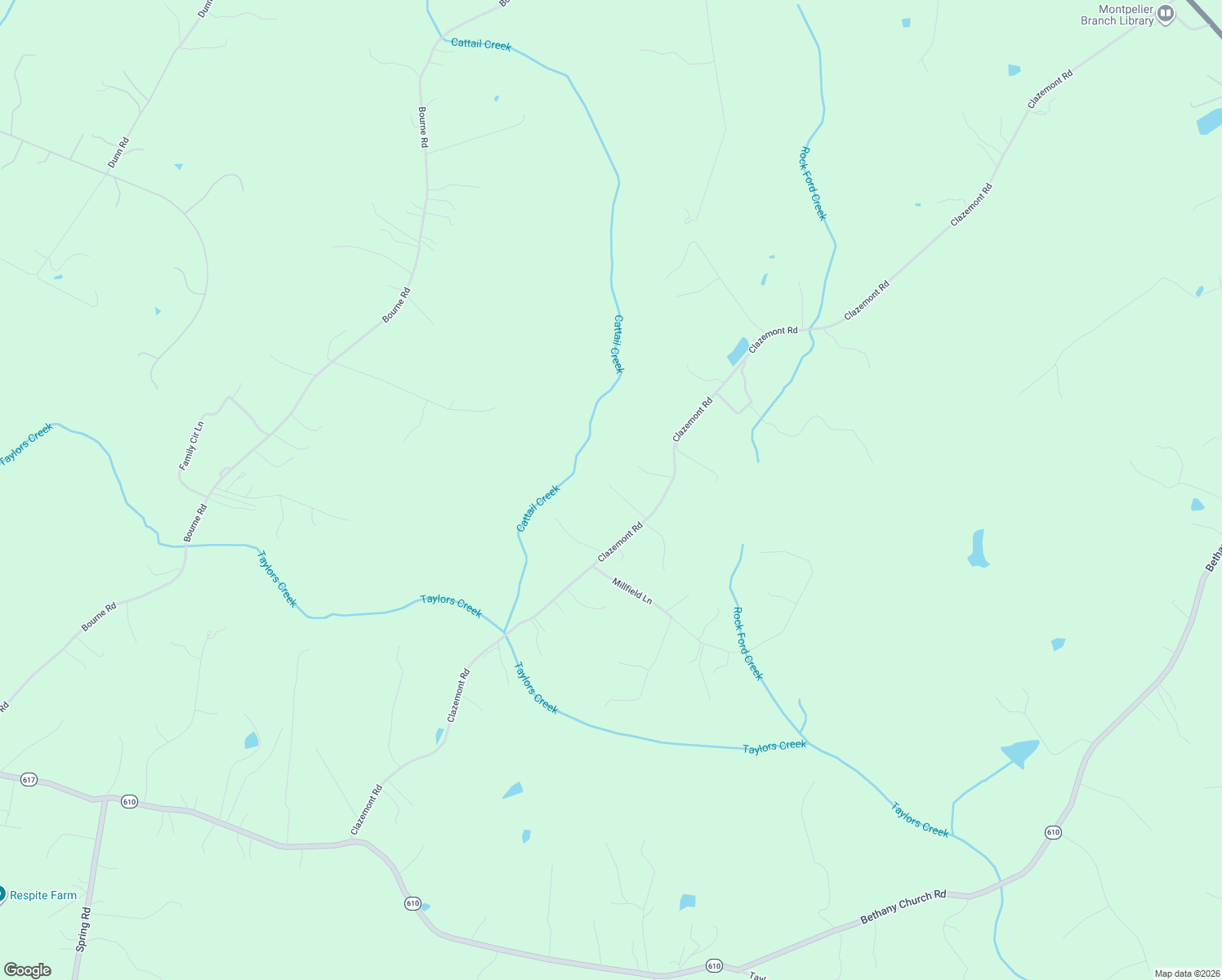 map of restaurants, bars, coffee shops, grocery stores, and more near 14421 Clazemont Road in Montpelier