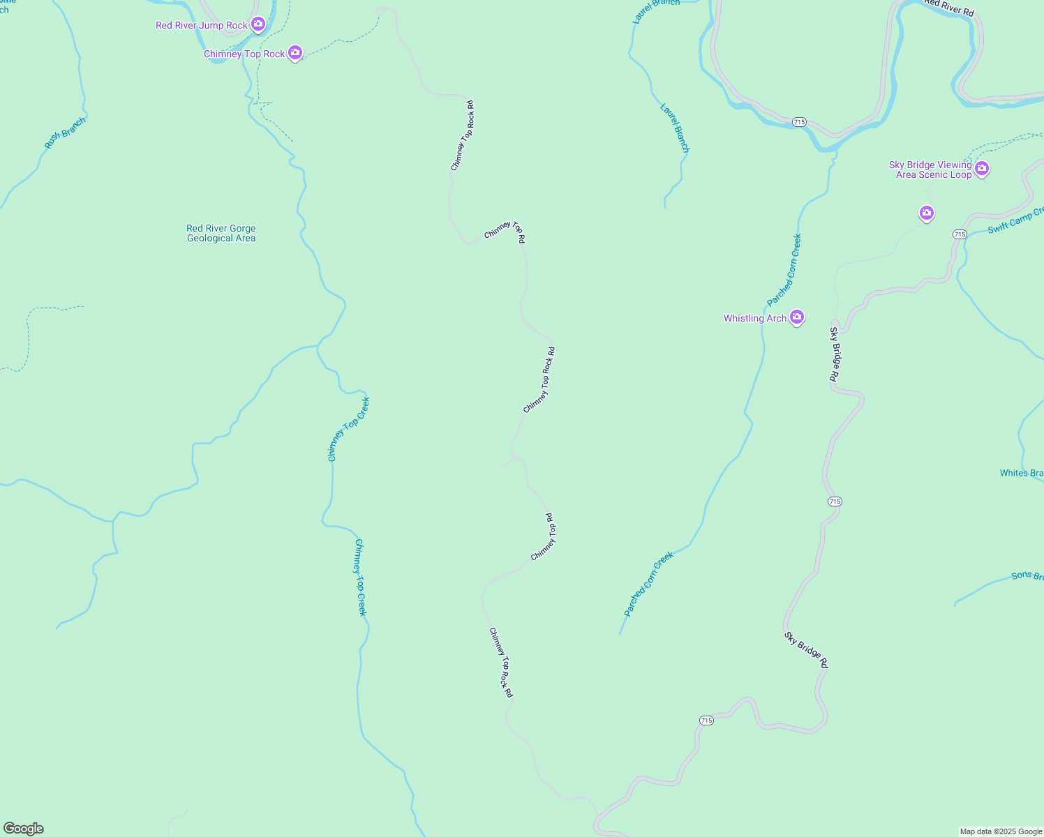 map of restaurants, bars, coffee shops, grocery stores, and more near Chimney Top Rock Road in Pine Ridge