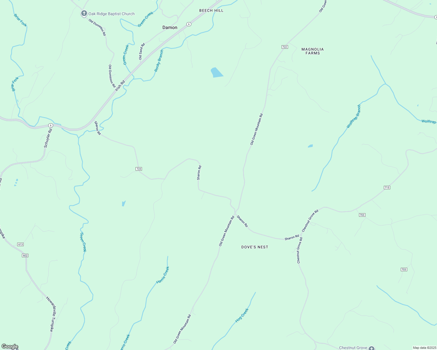 map of restaurants, bars, coffee shops, grocery stores, and more near 4500 Sharon Road in Esmont