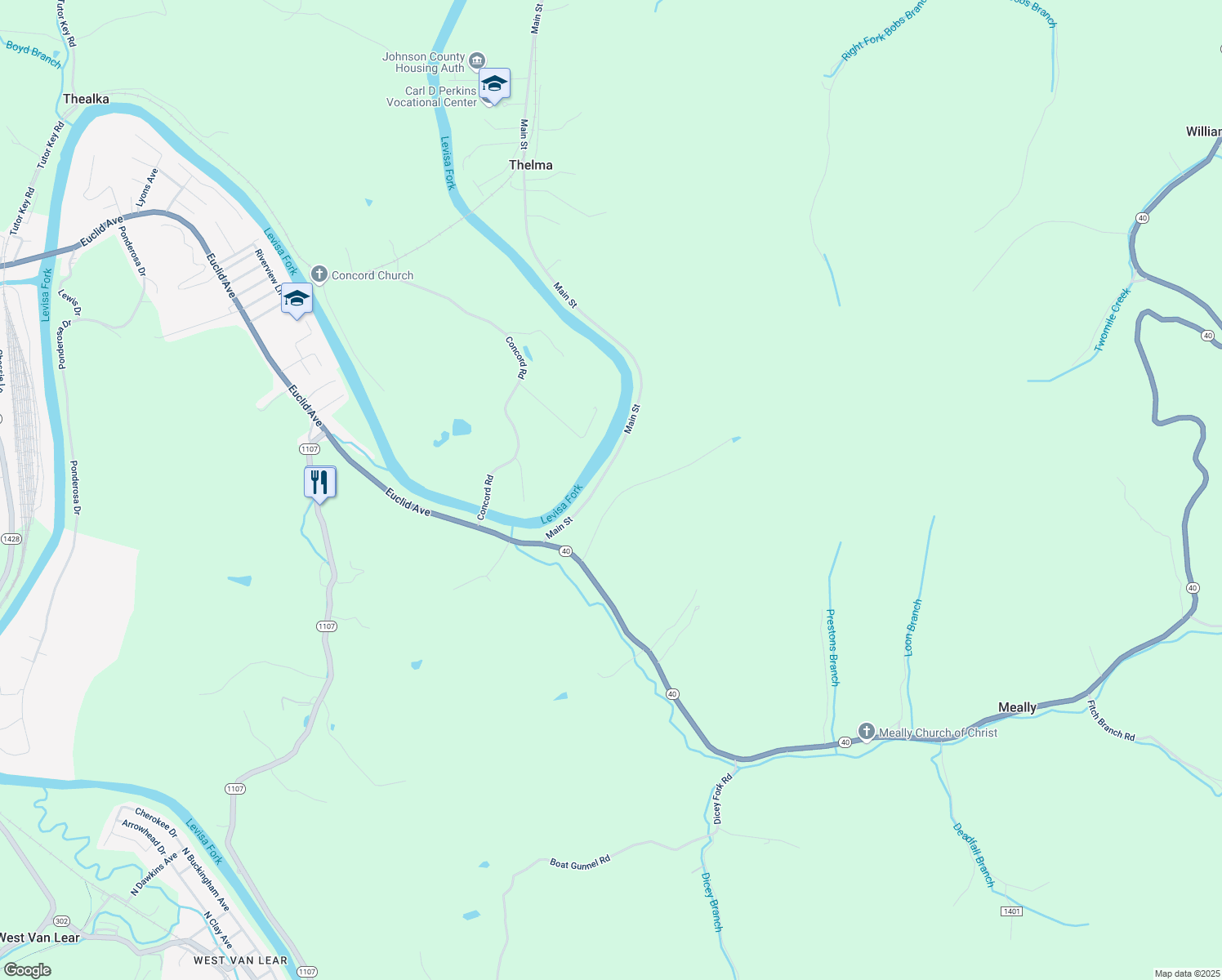 map of restaurants, bars, coffee shops, grocery stores, and more near 26-234 Preston Estates in Johnson