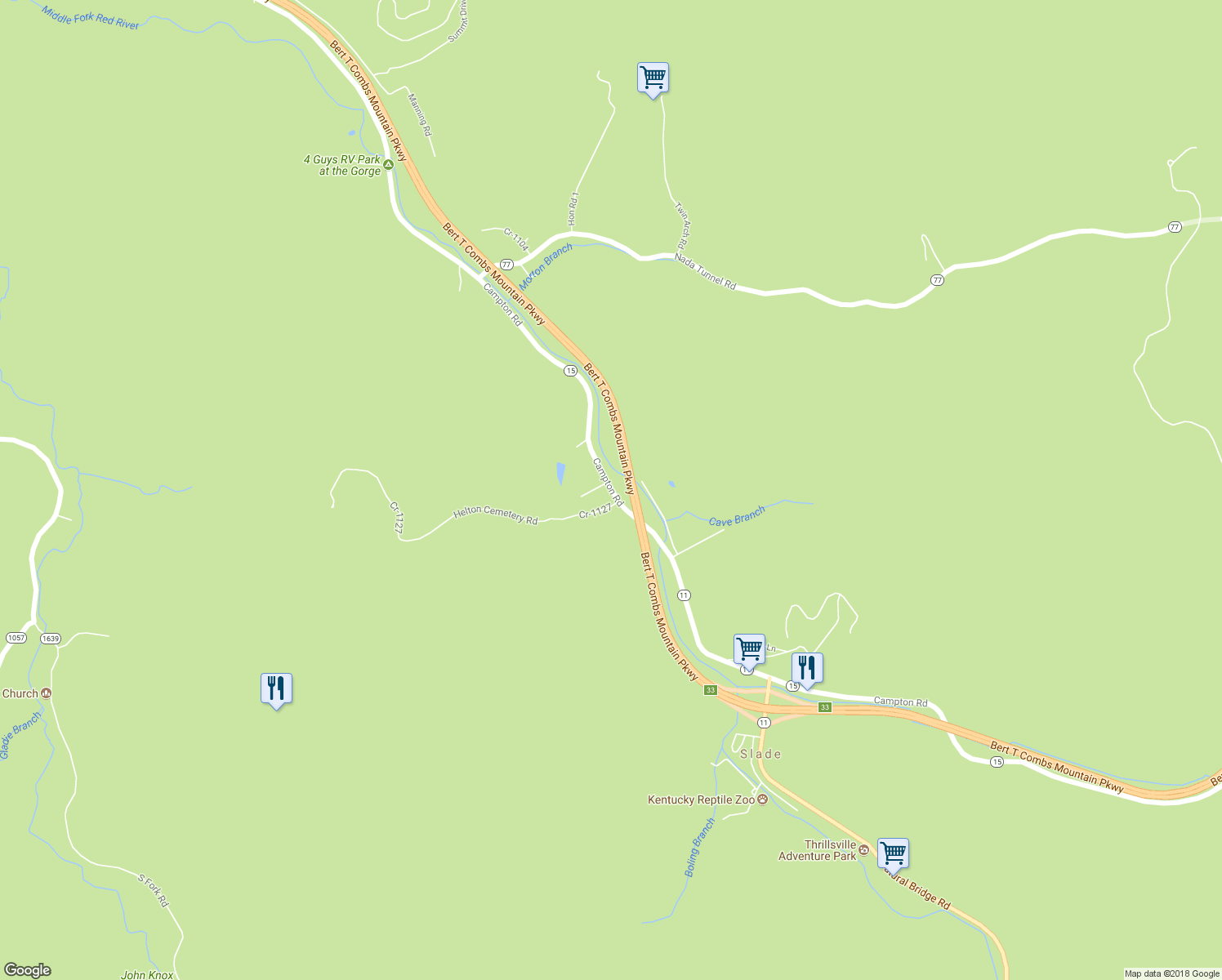 map of restaurants, bars, coffee shops, grocery stores, and more near 12332 Campton Road in Stanton