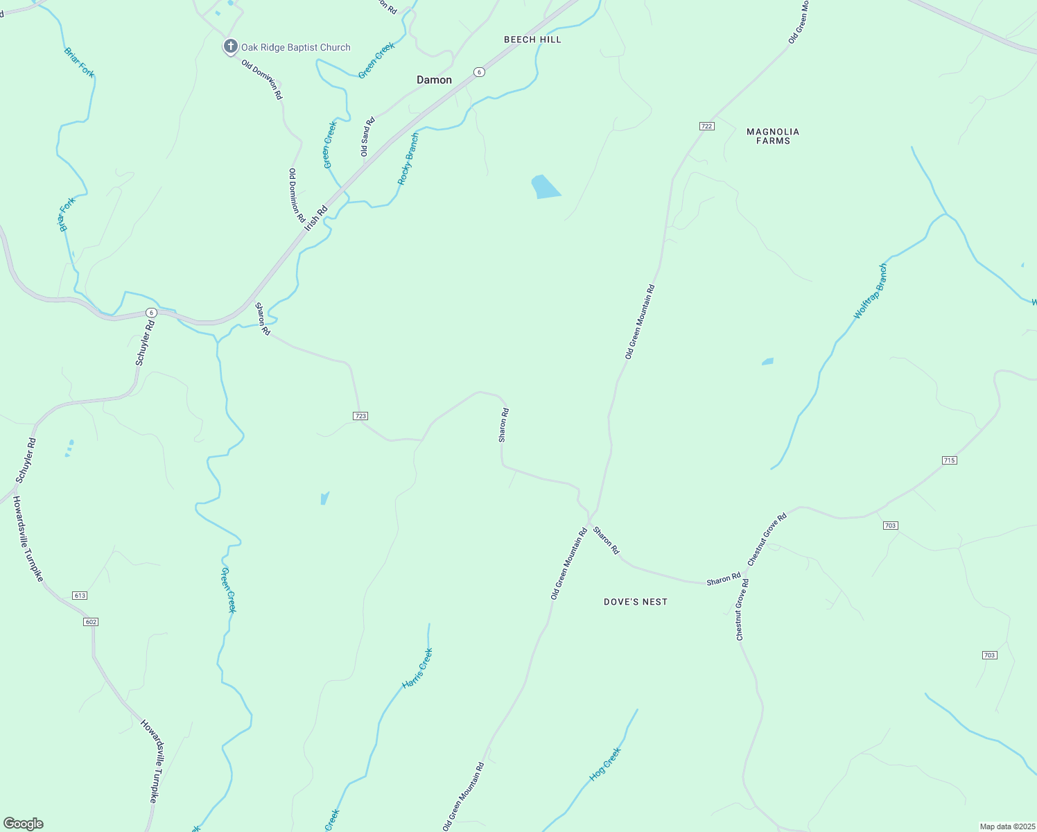 map of restaurants, bars, coffee shops, grocery stores, and more near 4500 Sharon Road in Esmont
