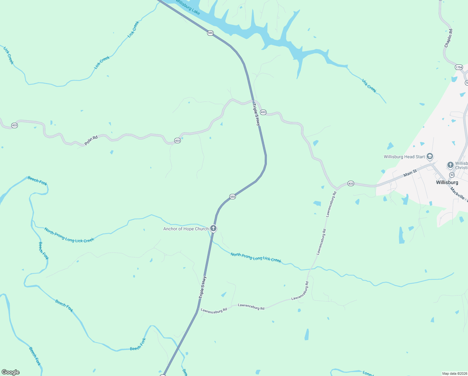 map of restaurants, bars, coffee shops, grocery stores, and more near in Willisburg