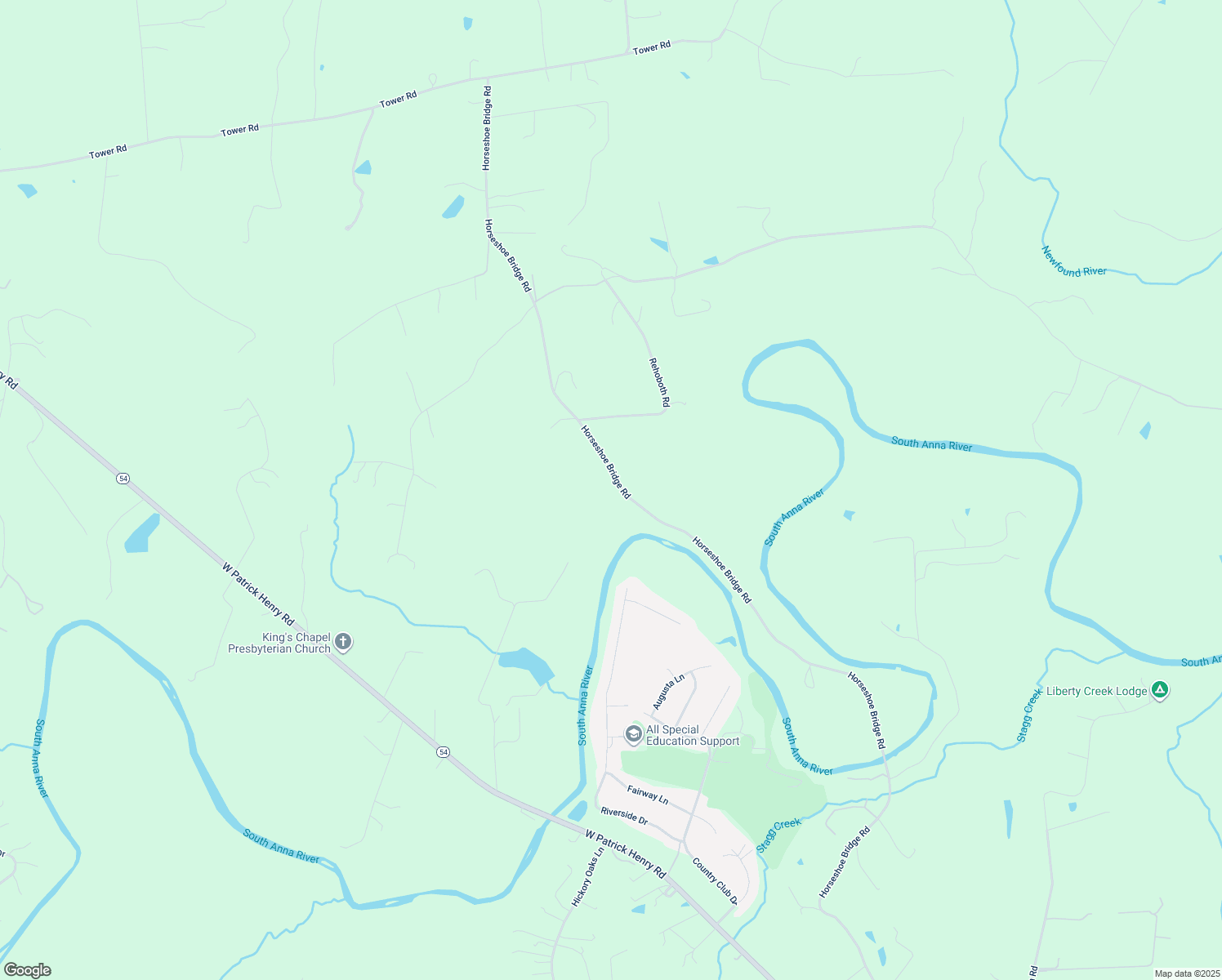 map of restaurants, bars, coffee shops, grocery stores, and more near 14621 Horseshoe Bridge Road in Doswell