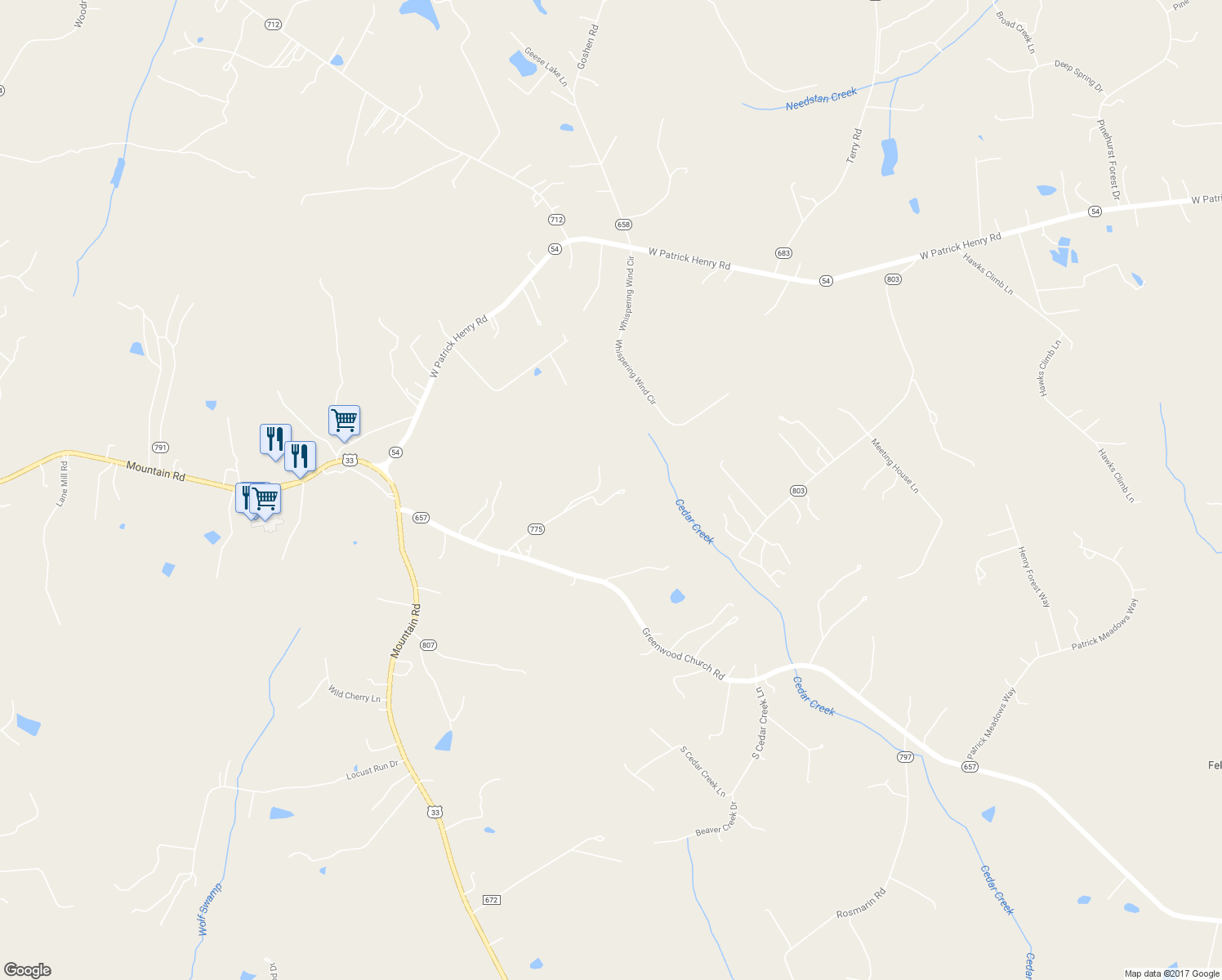 map of restaurants, bars, coffee shops, grocery stores, and more near 16017 Lone Oak Road in Montpelier