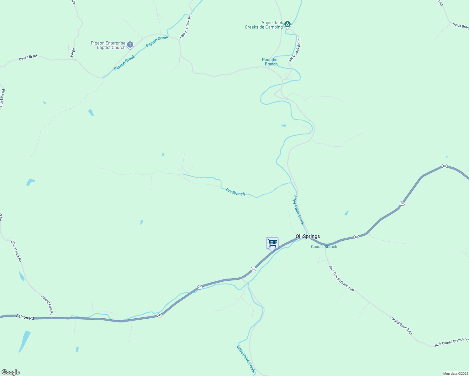 map of restaurants, bars, coffee shops, grocery stores, and more near 129 Dry Bridge in Oil Springs