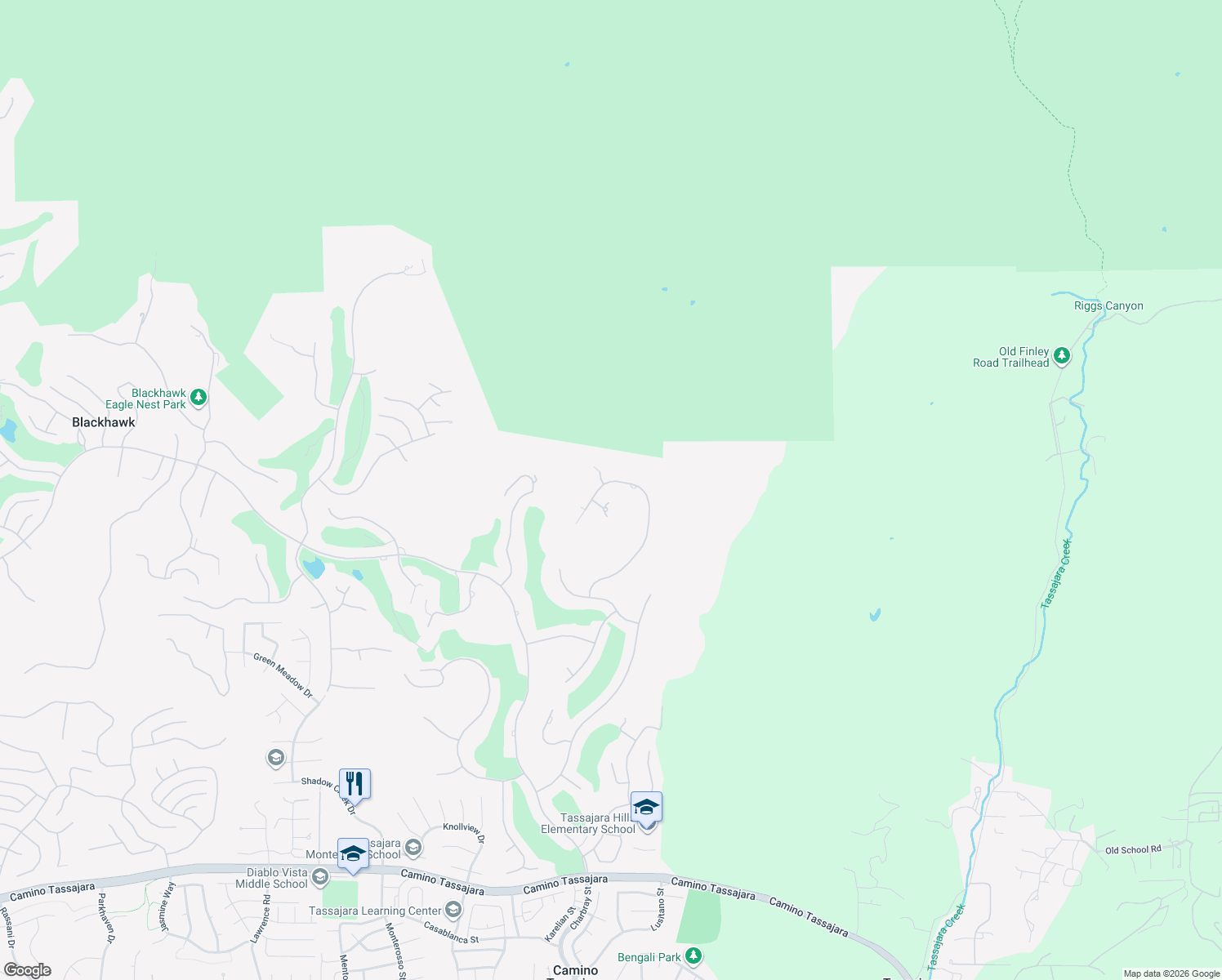map of restaurants, bars, coffee shops, grocery stores, and more near 3319 Deer Hollow Drive in Danville