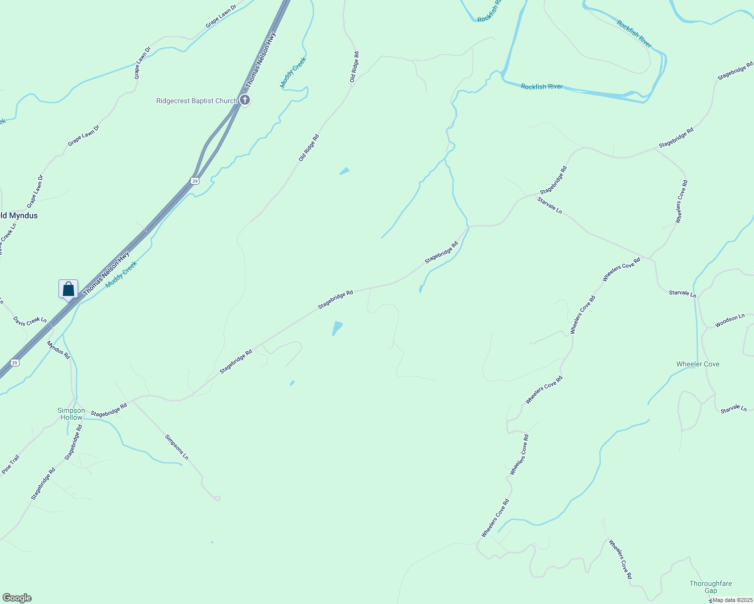 map of restaurants, bars, coffee shops, grocery stores, and more near 263 Stagebridge Trail in Lovingston