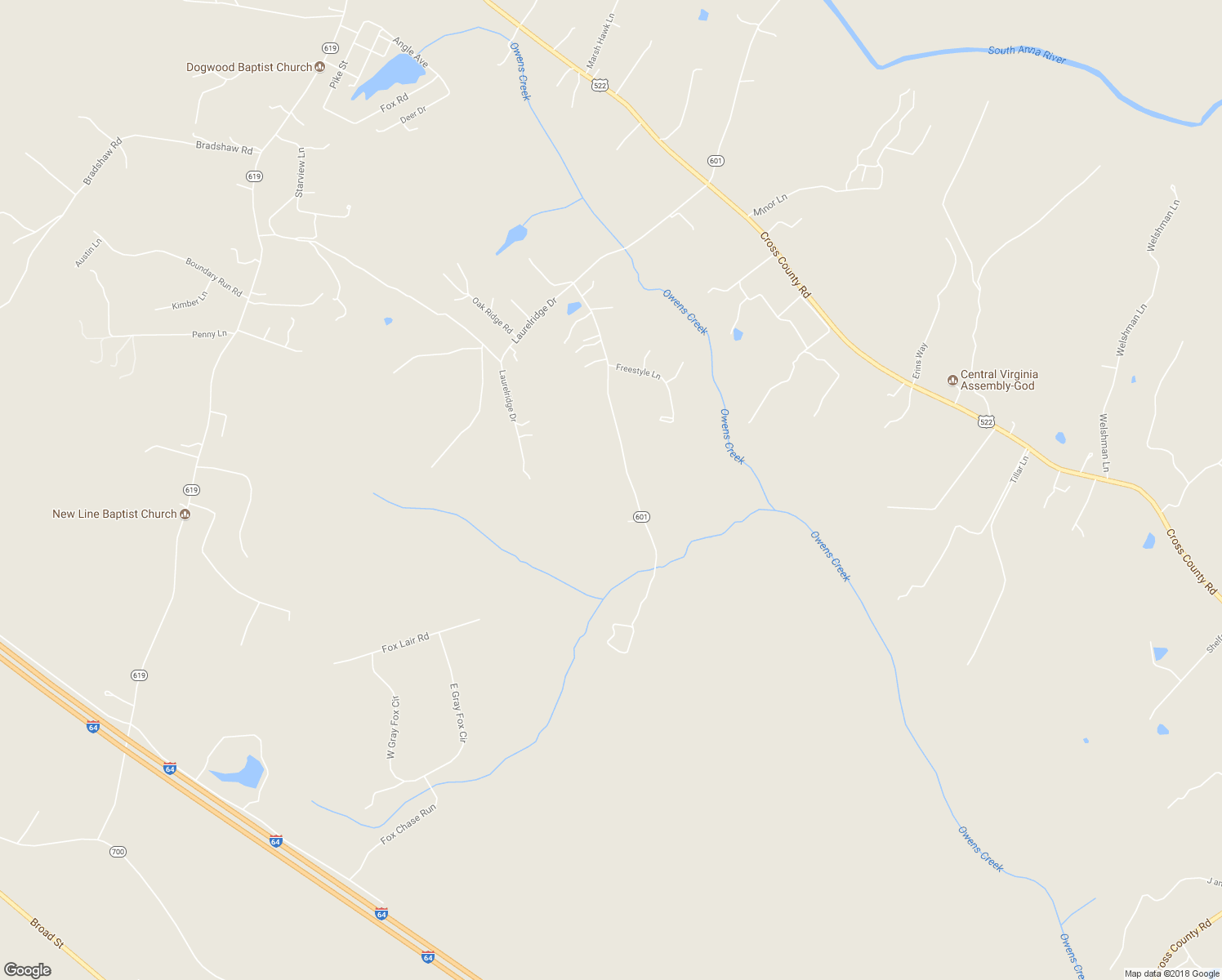 map of restaurants, bars, coffee shops, grocery stores, and more near 1060 Orchid Road in Mineral