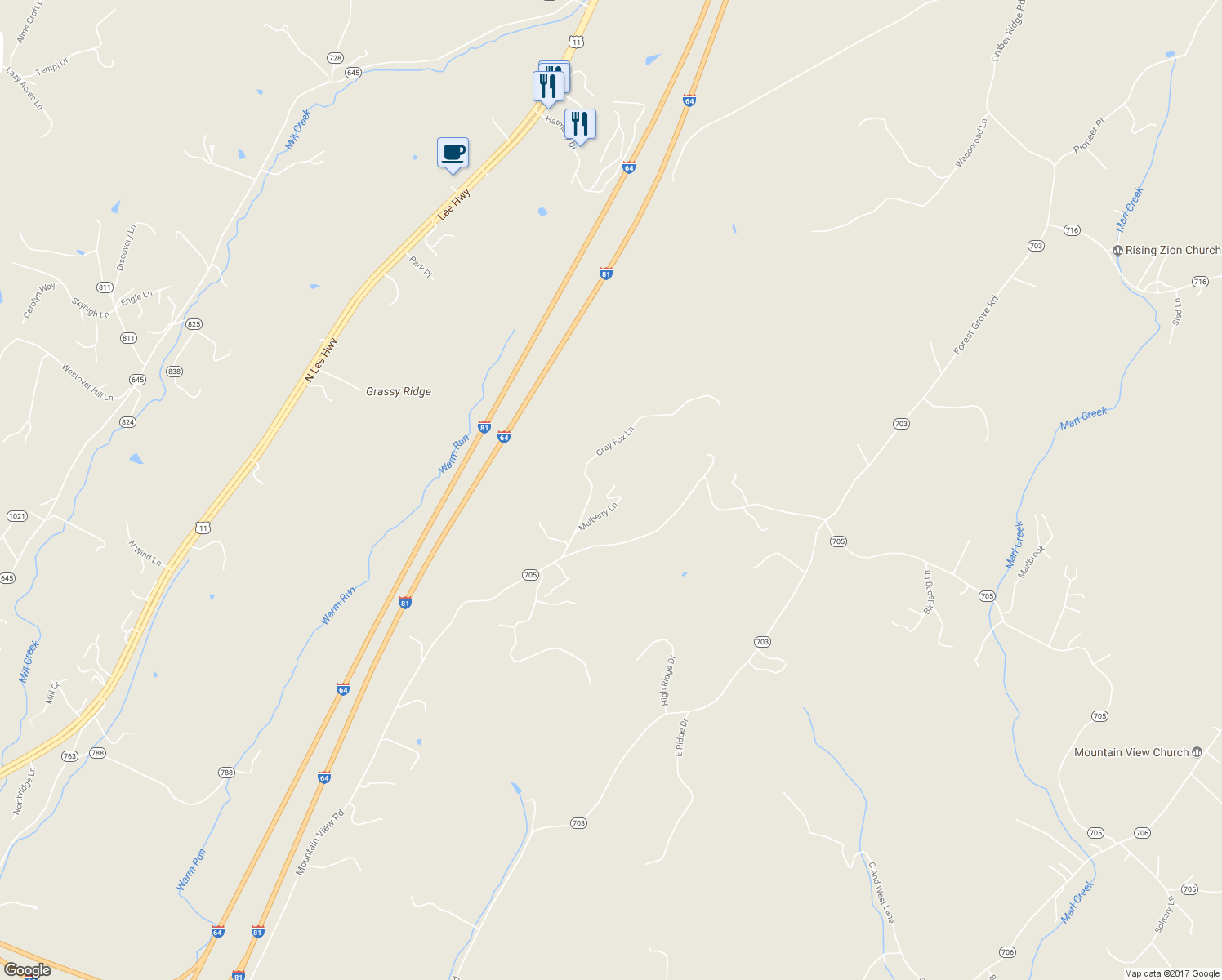 map of restaurants, bars, coffee shops, grocery stores, and more near 135 Mulberry Lane in Lexington