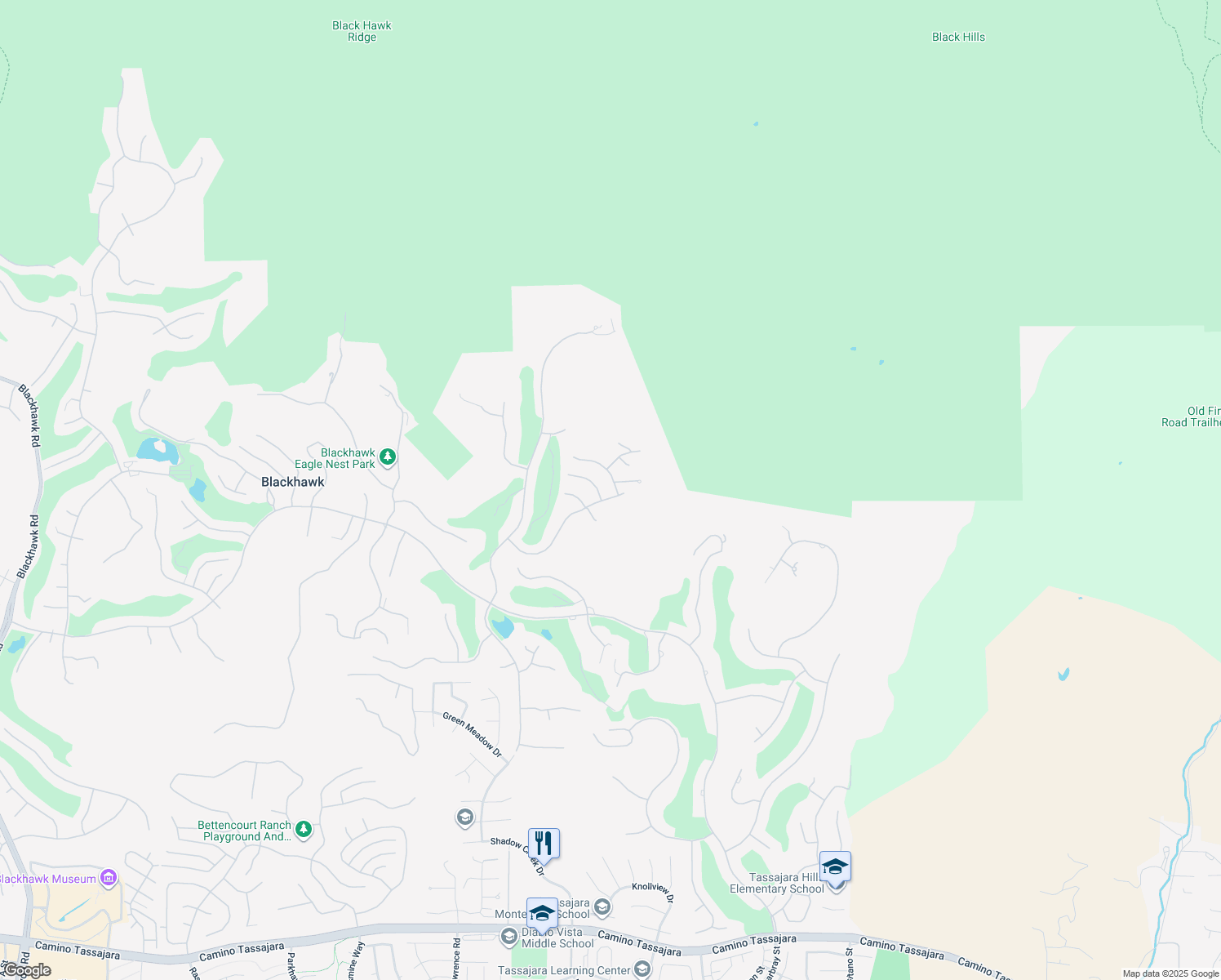 map of restaurants, bars, coffee shops, grocery stores, and more near 4355 Quail Run Lane in Danville
