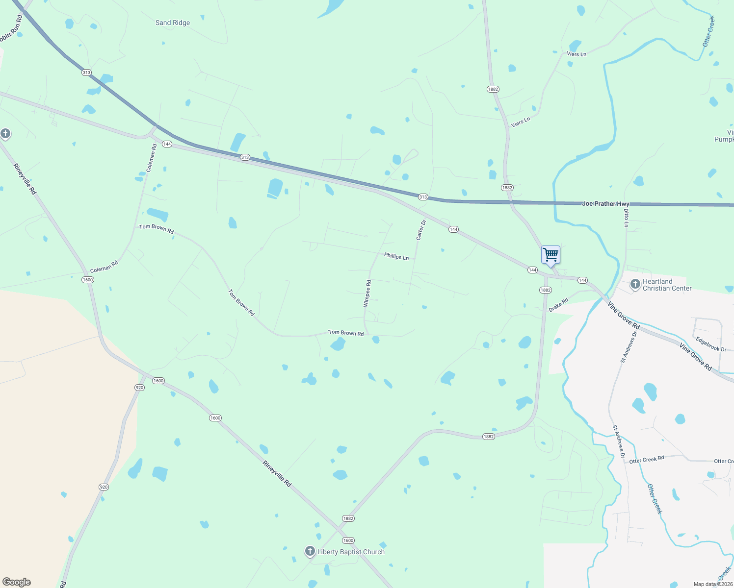 map of restaurants, bars, coffee shops, grocery stores, and more near Wimpee Rd in Vine Grove