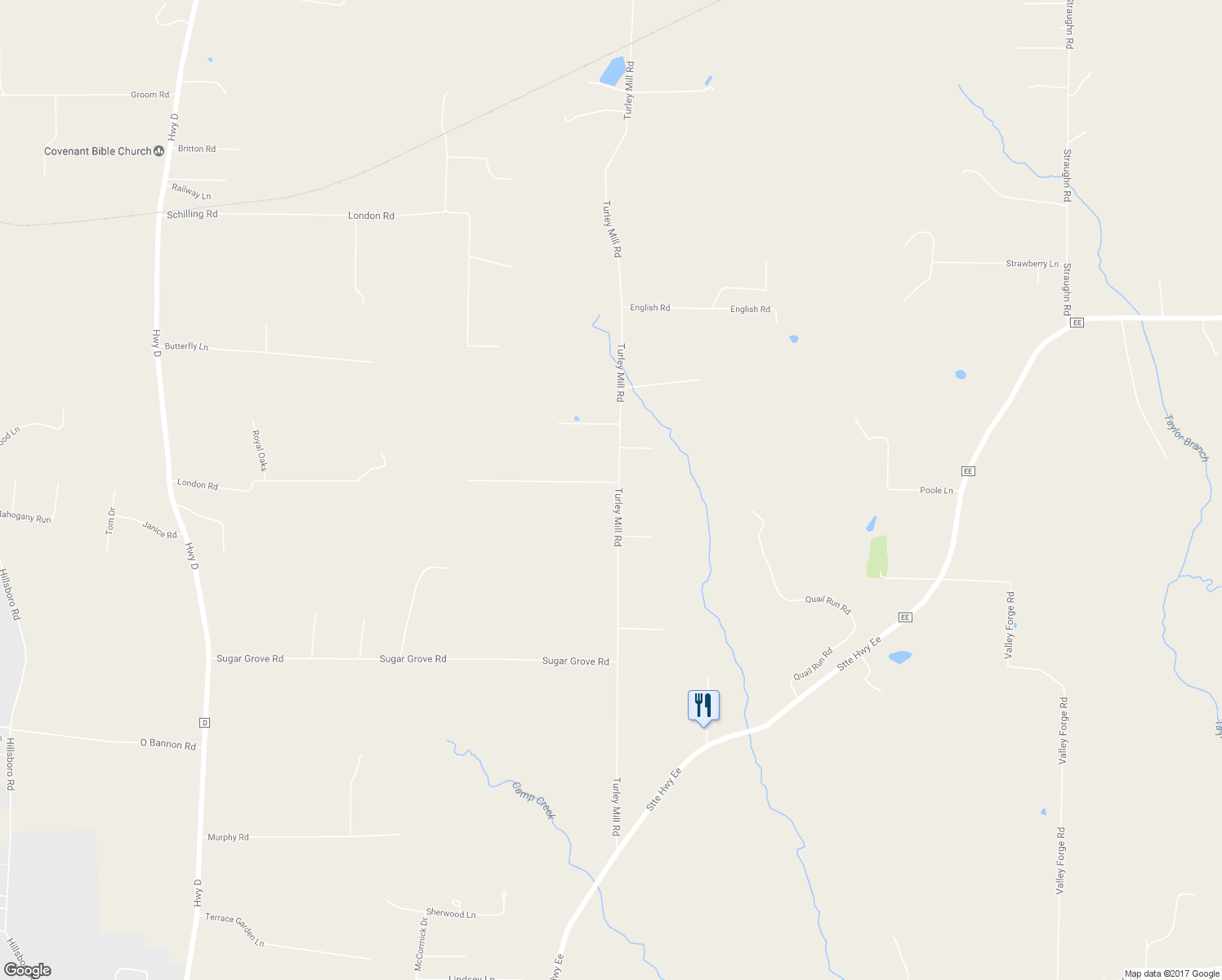 map of restaurants, bars, coffee shops, grocery stores, and more near 4773 Turley Mill Road in Farmington