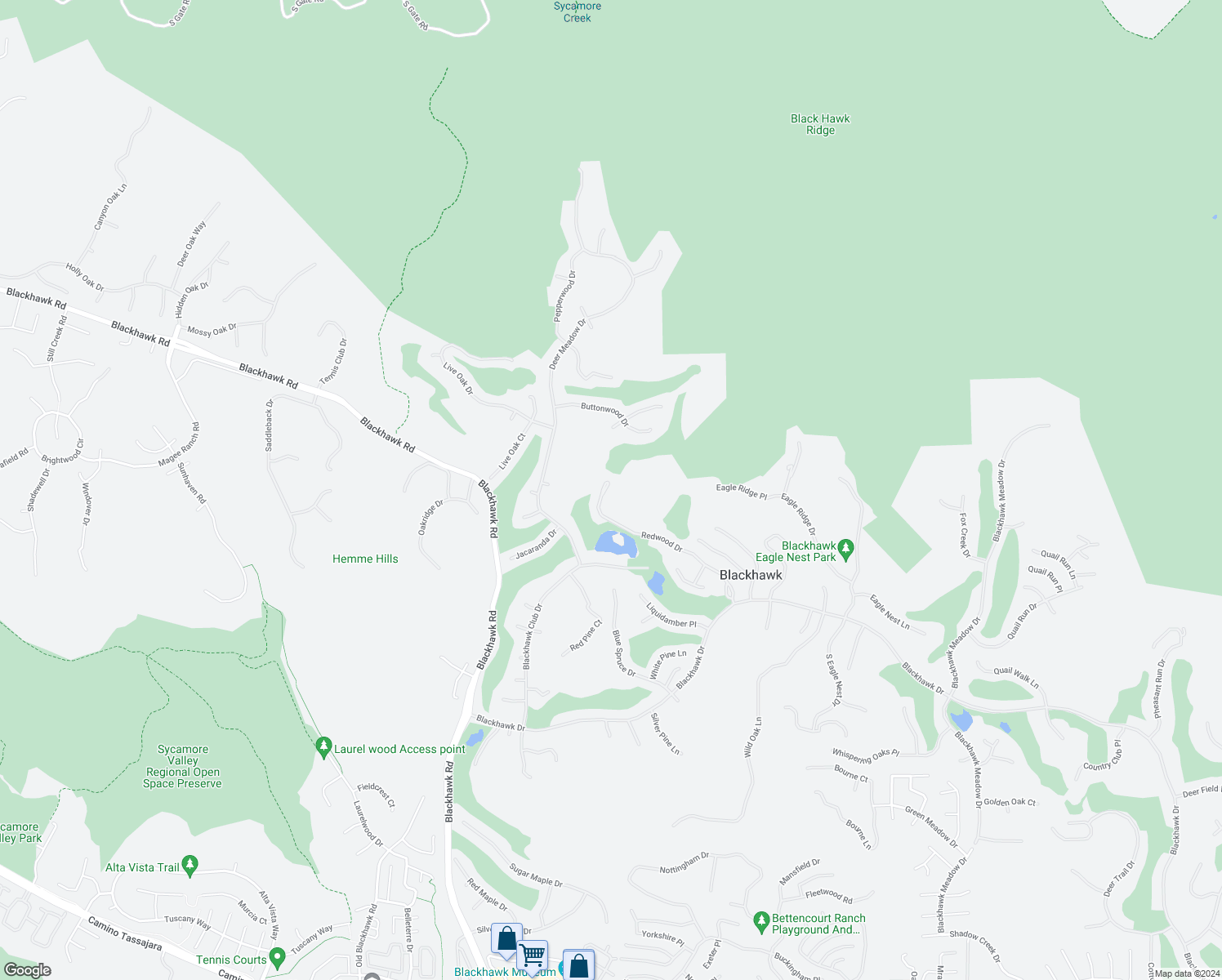 map of restaurants, bars, coffee shops, grocery stores, and more near 956 Redwood Drive in Danville