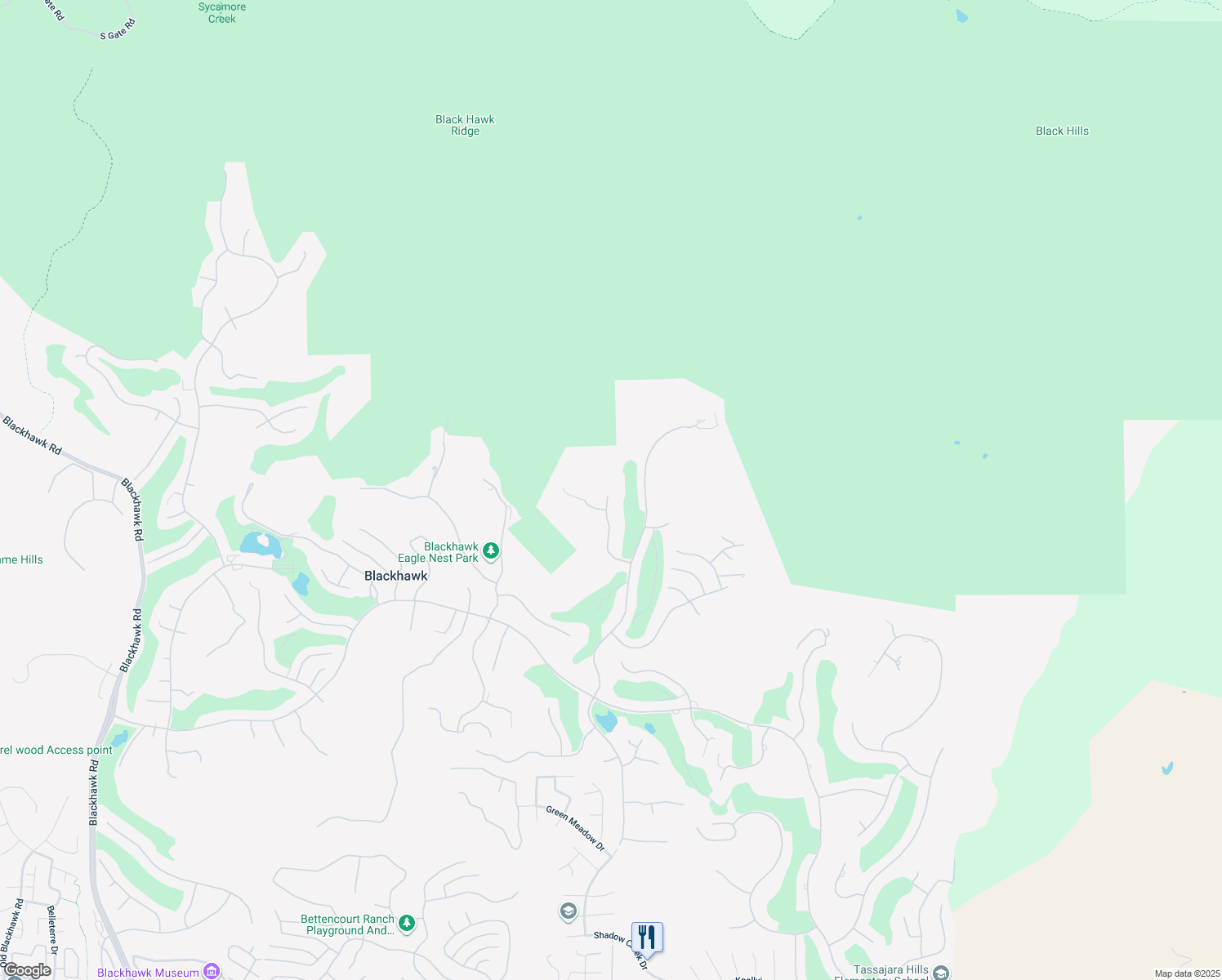 map of restaurants, bars, coffee shops, grocery stores, and more near 3100 Fox Creek Drive in Danville