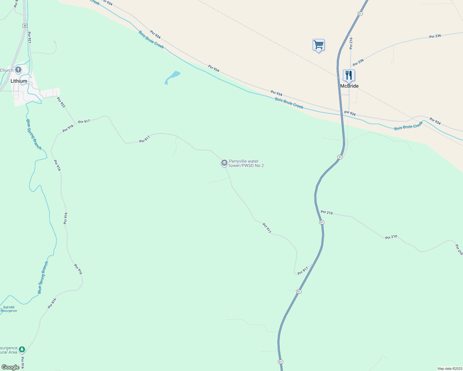 map of restaurants, bars, coffee shops, grocery stores, and more near Pcr 917 in Perry County