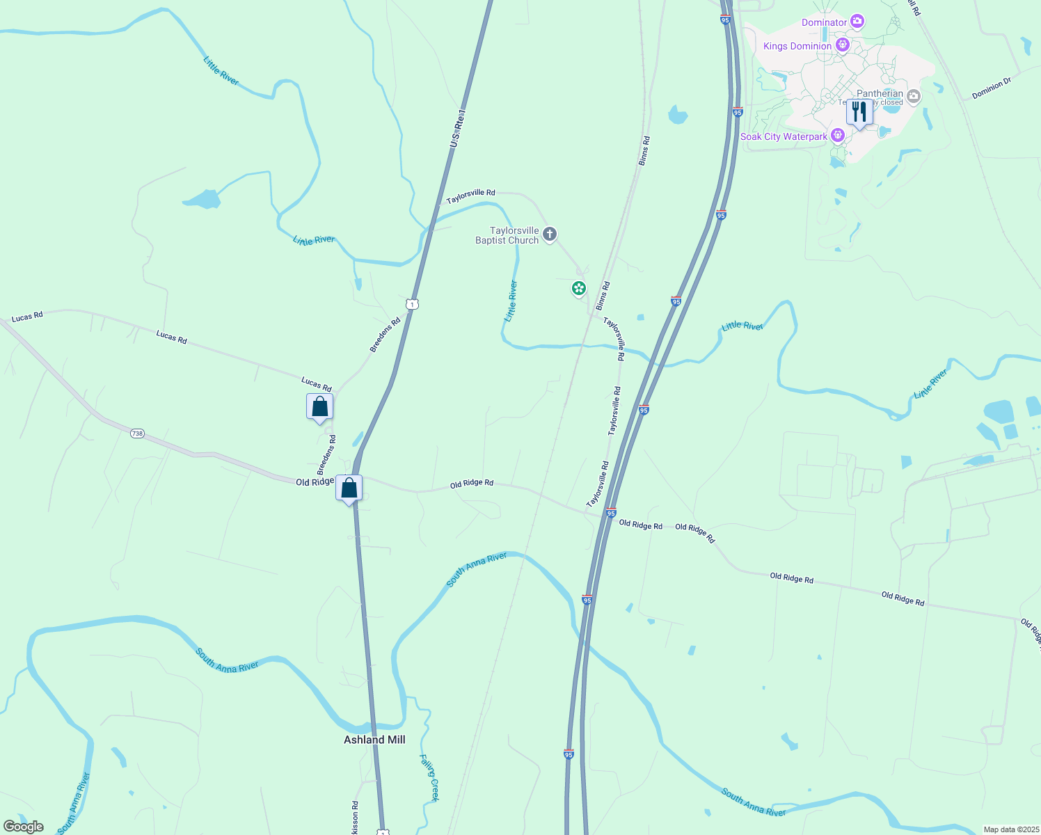 map of restaurants, bars, coffee shops, grocery stores, and more near Fountain Road in Ashland