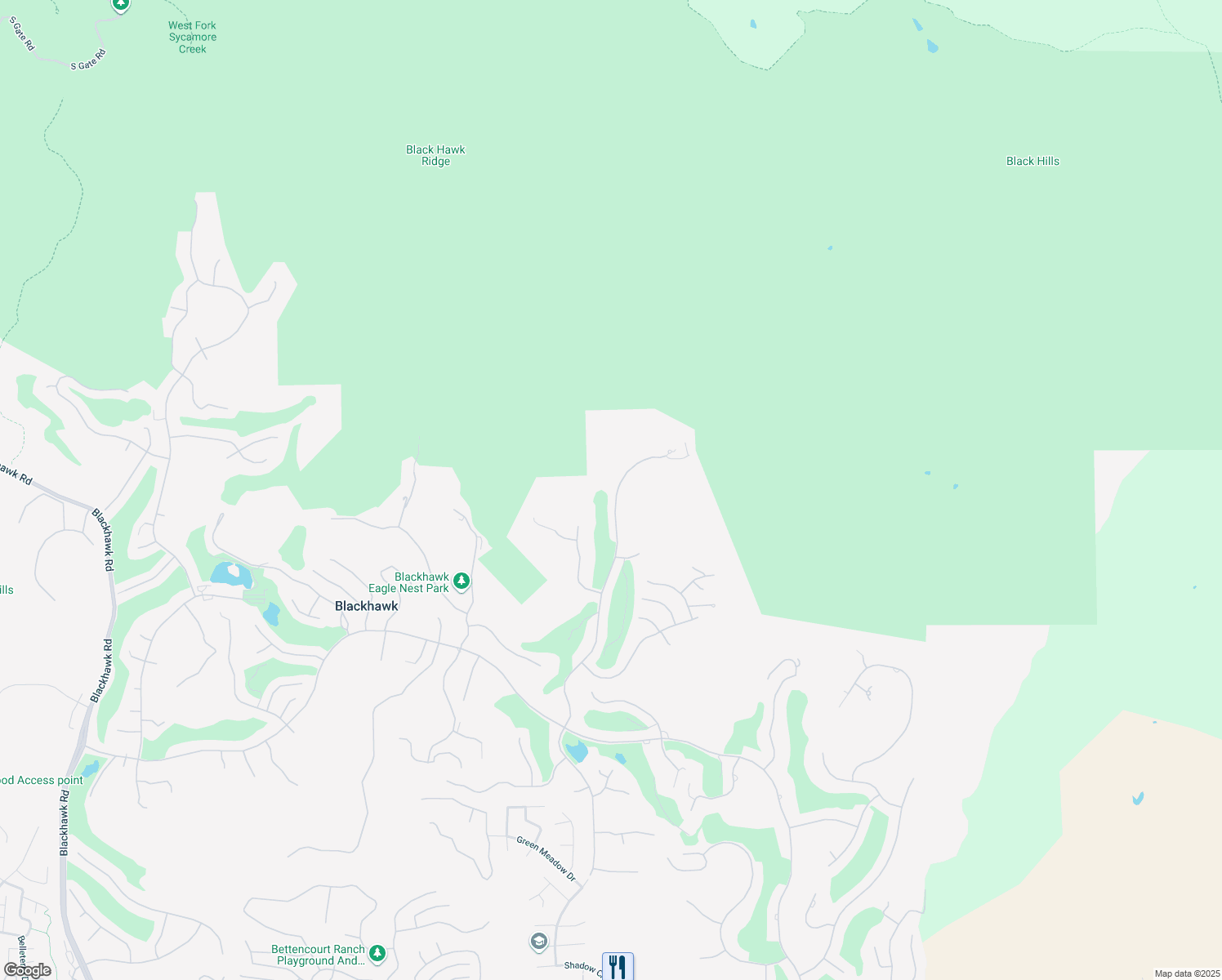 map of restaurants, bars, coffee shops, grocery stores, and more near 3146 Blackhawk Meadow Drive in Danville