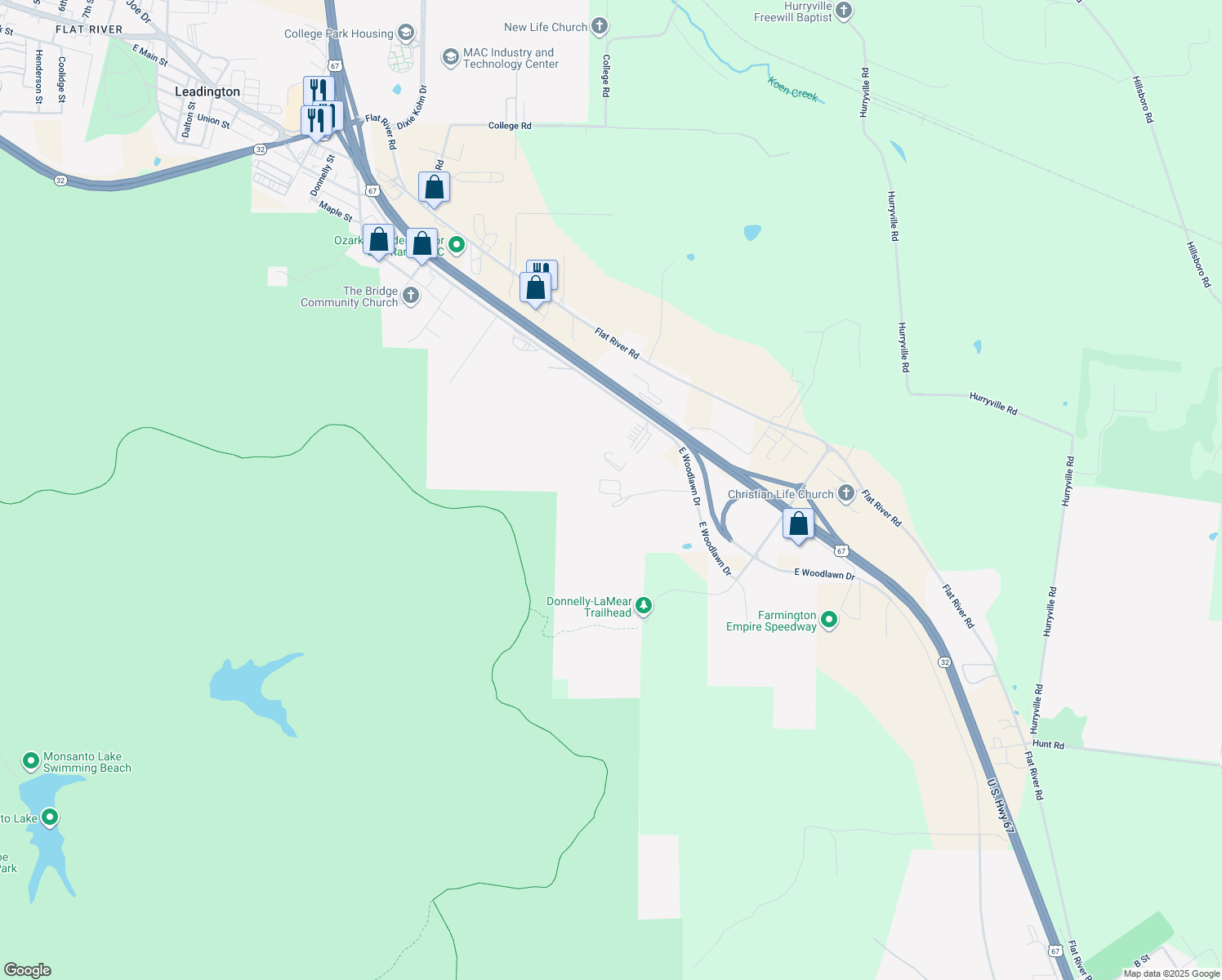 map of restaurants, bars, coffee shops, grocery stores, and more near 3633 4827 4829 Red Rooster Road in Farmington