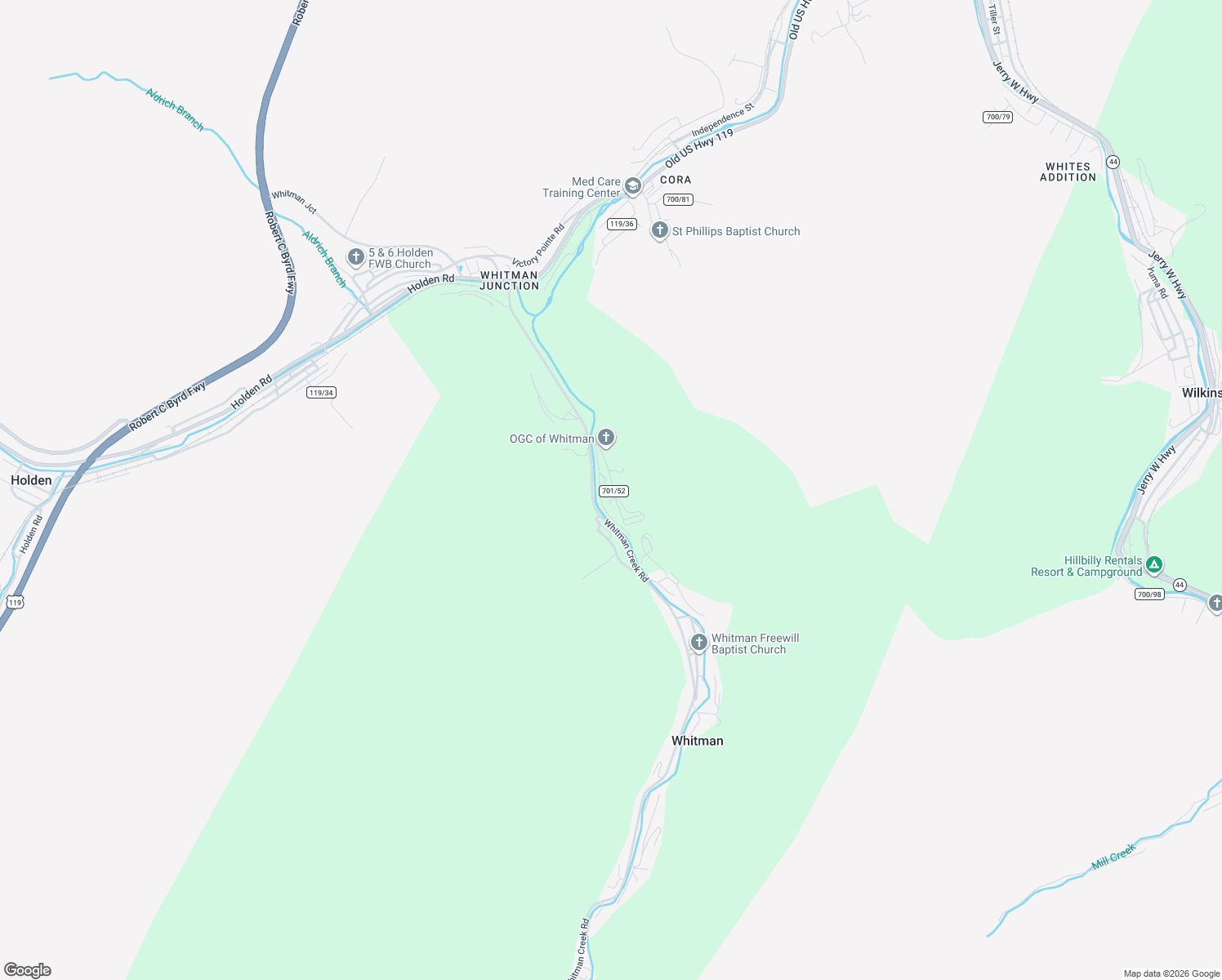 map of restaurants, bars, coffee shops, grocery stores, and more near County Highway 701/52 in Logan