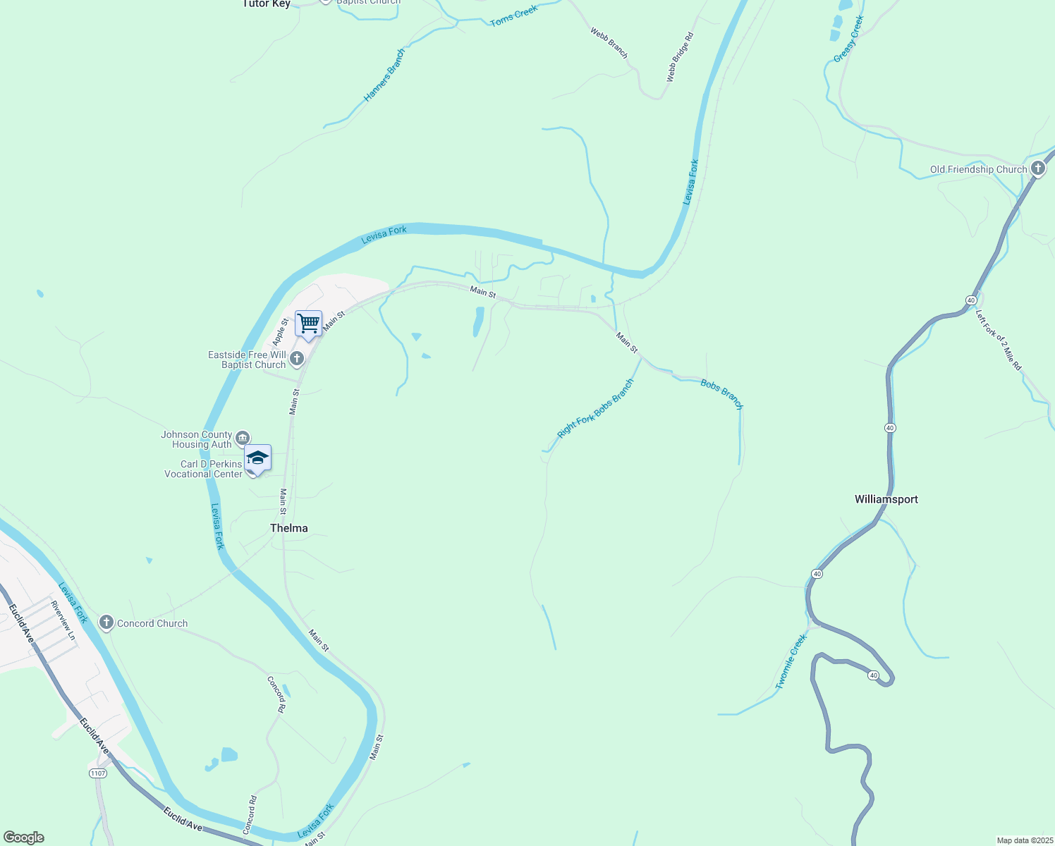 map of restaurants, bars, coffee shops, grocery stores, and more near in Thelma