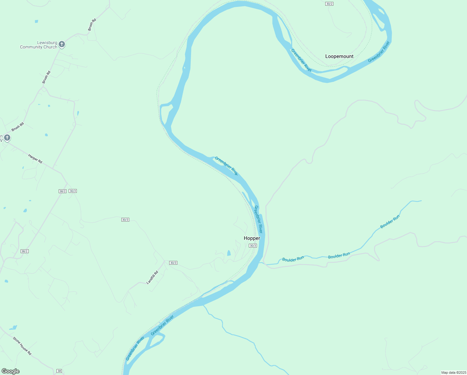map of restaurants, bars, coffee shops, grocery stores, and more near Greenbrier River Trail in Lewisburg