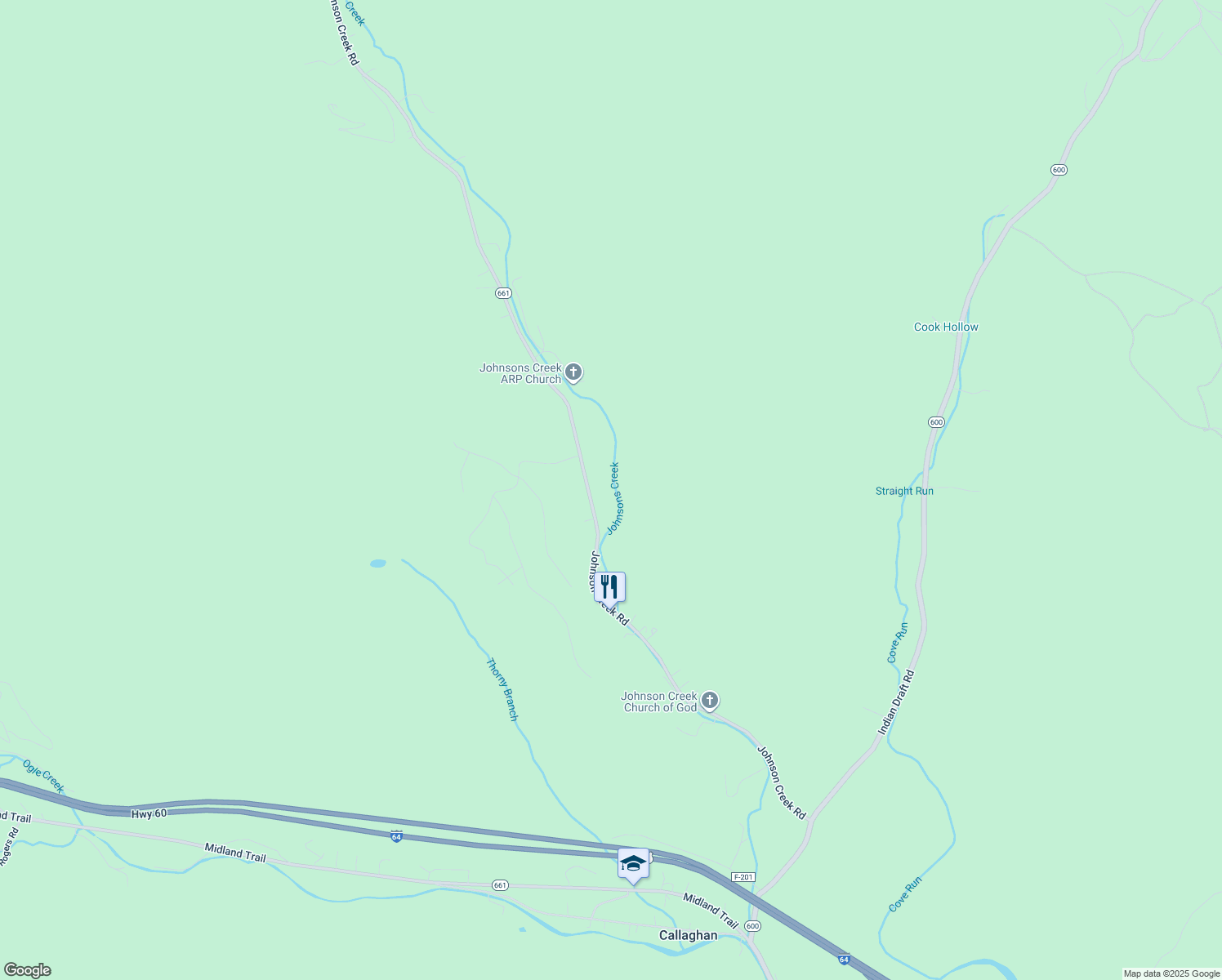 map of restaurants, bars, coffee shops, grocery stores, and more near Johnson Creek Road in Covington