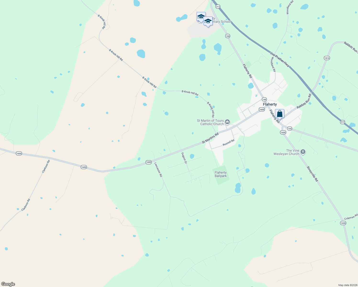 map of restaurants, bars, coffee shops, grocery stores, and more near 115 Troy Court in Vine Grove