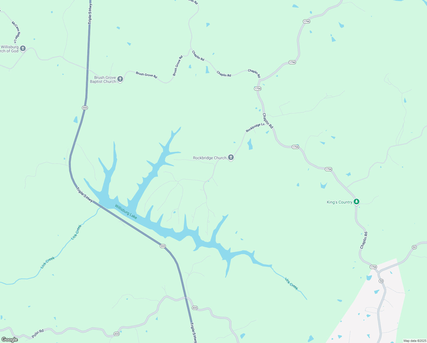 map of restaurants, bars, coffee shops, grocery stores, and more near Rockbridge Church Road in Willisburg