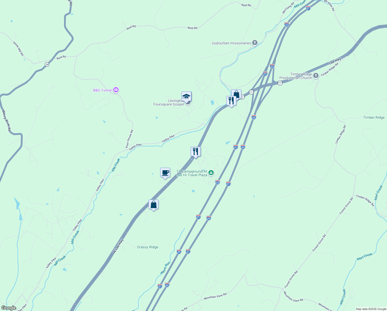 map of restaurants, bars, coffee shops, grocery stores, and more near 1545 N Lee Hwy in Lexington