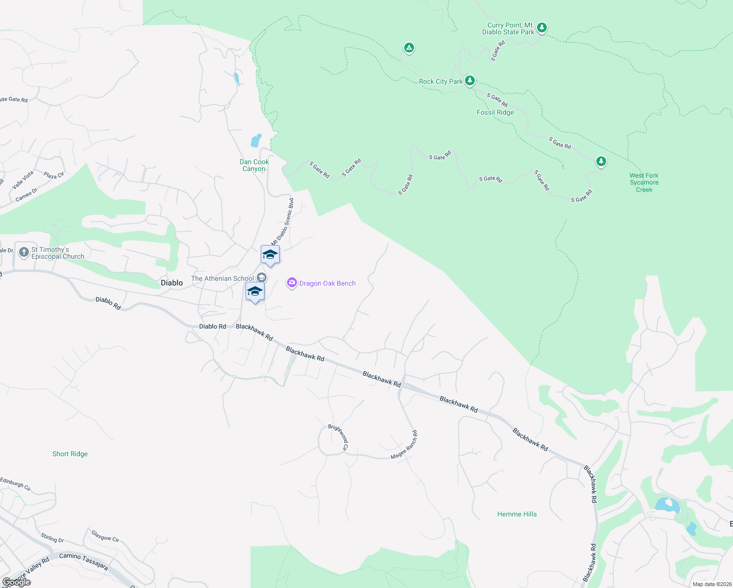 map of restaurants, bars, coffee shops, grocery stores, and more near 2205 Canyon Oak Lane in Danville