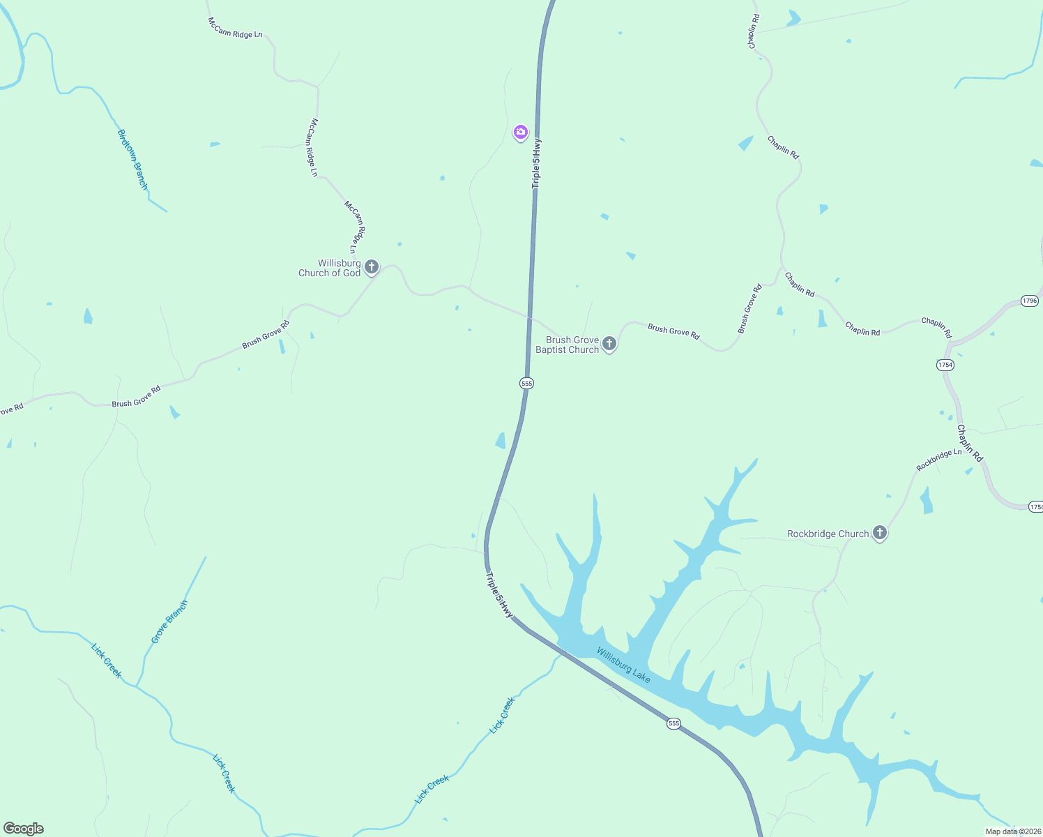 map of restaurants, bars, coffee shops, grocery stores, and more near 12100-12430 Triple 5 Highway in Willisburg