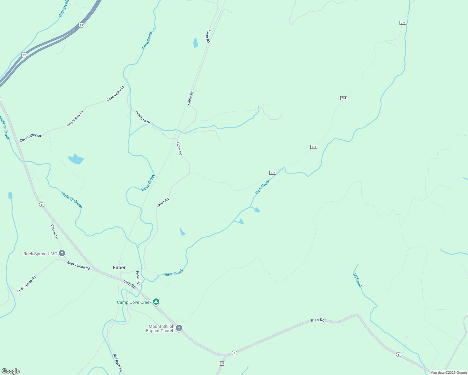 map of restaurants, bars, coffee shops, grocery stores, and more near 363 Appleberry Mountain Road in Faber
