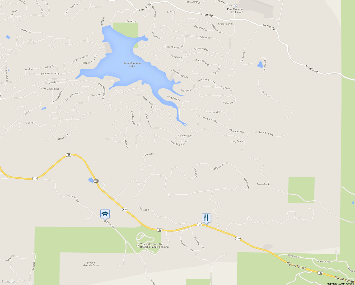 map of restaurants, bars, coffee shops, grocery stores, and more near 20046 Pine Mountain Drive in Groveland