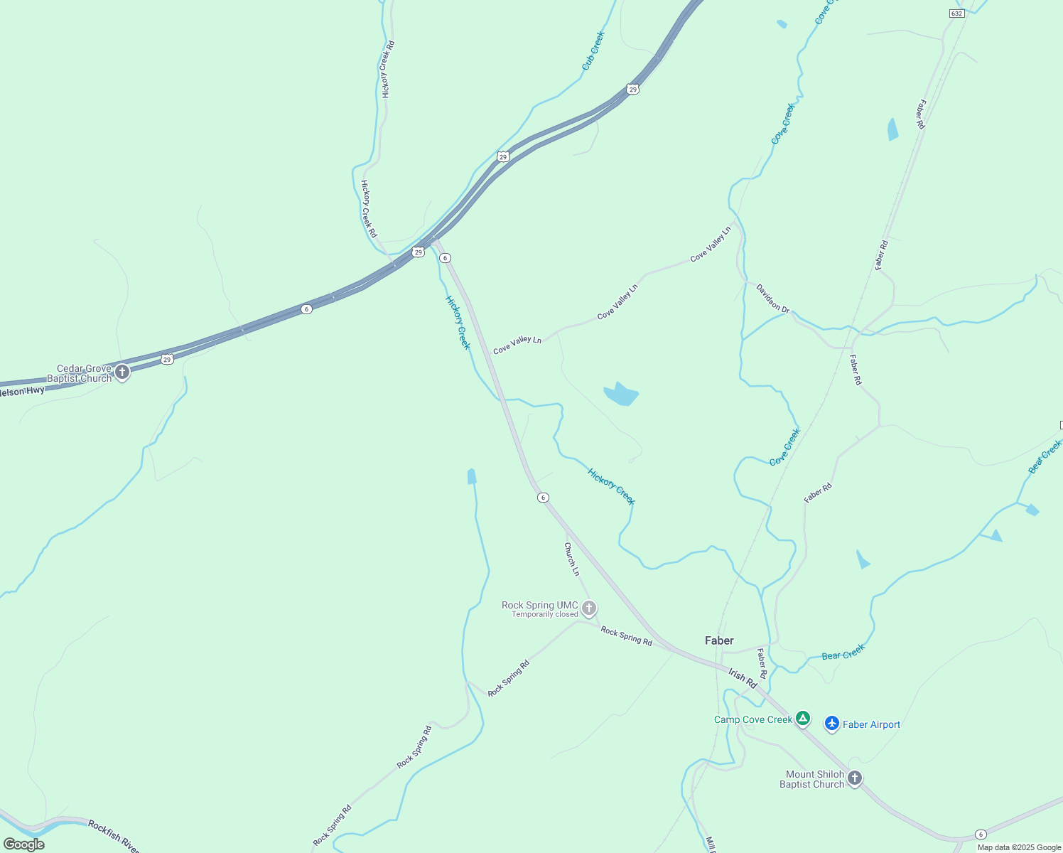 map of restaurants, bars, coffee shops, grocery stores, and more near 84 Apple Shed Lane in Faber