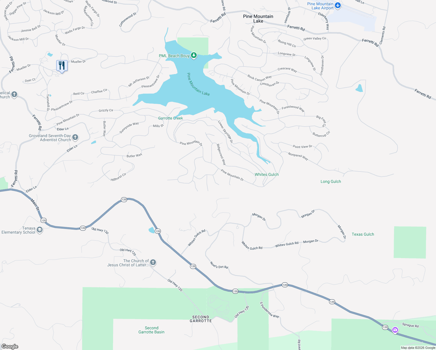 map of restaurants, bars, coffee shops, grocery stores, and more near 20289 Little Valley Road in Groveland