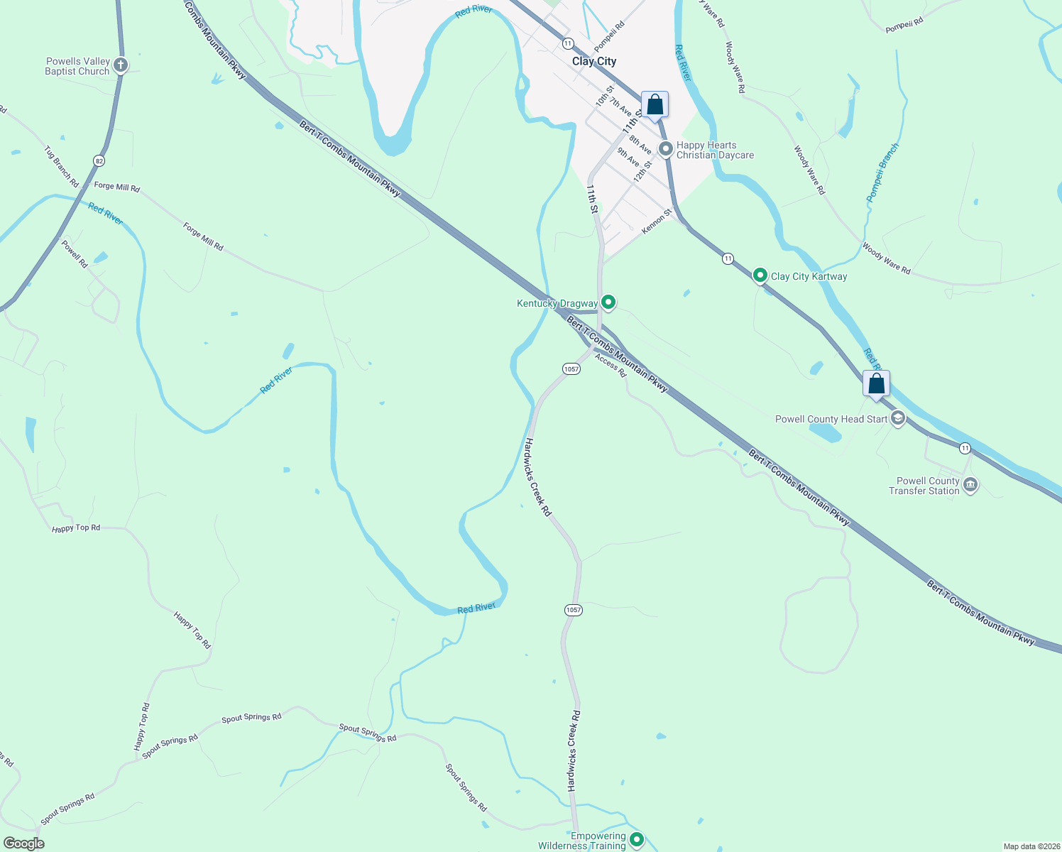 map of restaurants, bars, coffee shops, grocery stores, and more near 803 Hardwicks Creek Road in Clay City