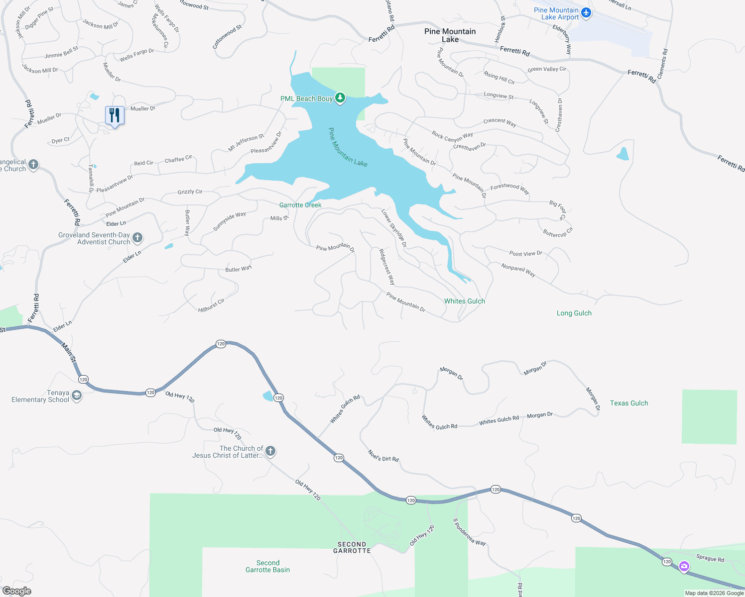 map of restaurants, bars, coffee shops, grocery stores, and more near 20289-20299 Little Valley Road in Groveland