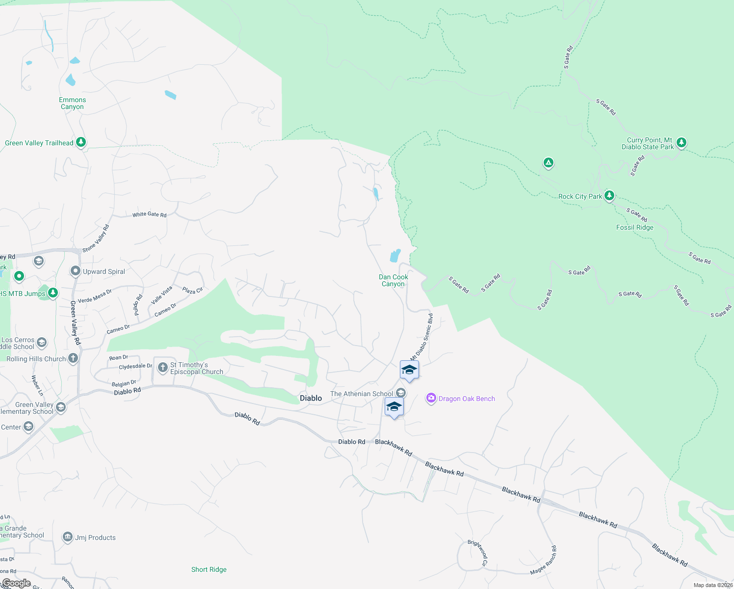 map of restaurants, bars, coffee shops, grocery stores, and more near 2300 Caballo Ranchero Drive in Diablo