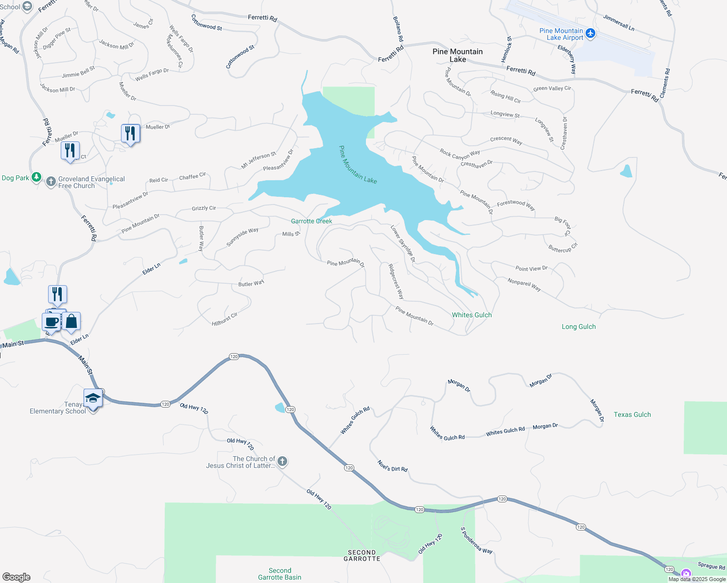 map of restaurants, bars, coffee shops, grocery stores, and more near 19935 Pine Mountain Drive in Groveland