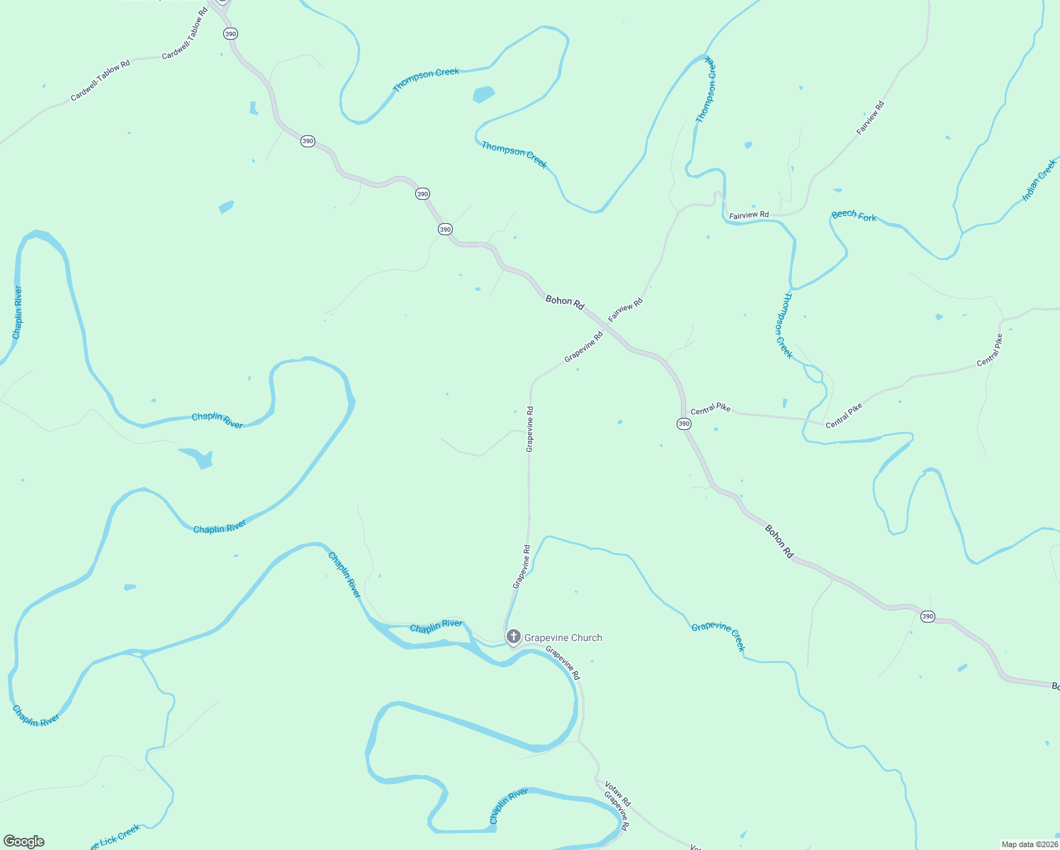 map of restaurants, bars, coffee shops, grocery stores, and more near 2021 Grapevine Road in Harrodsburg