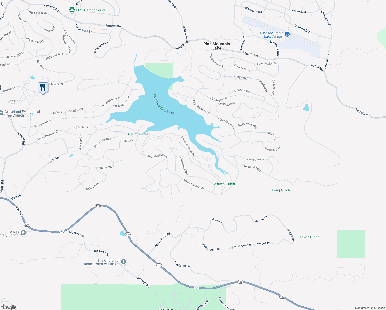 map of restaurants, bars, coffee shops, grocery stores, and more near 20160 Lower Skyridge Drive in Groveland