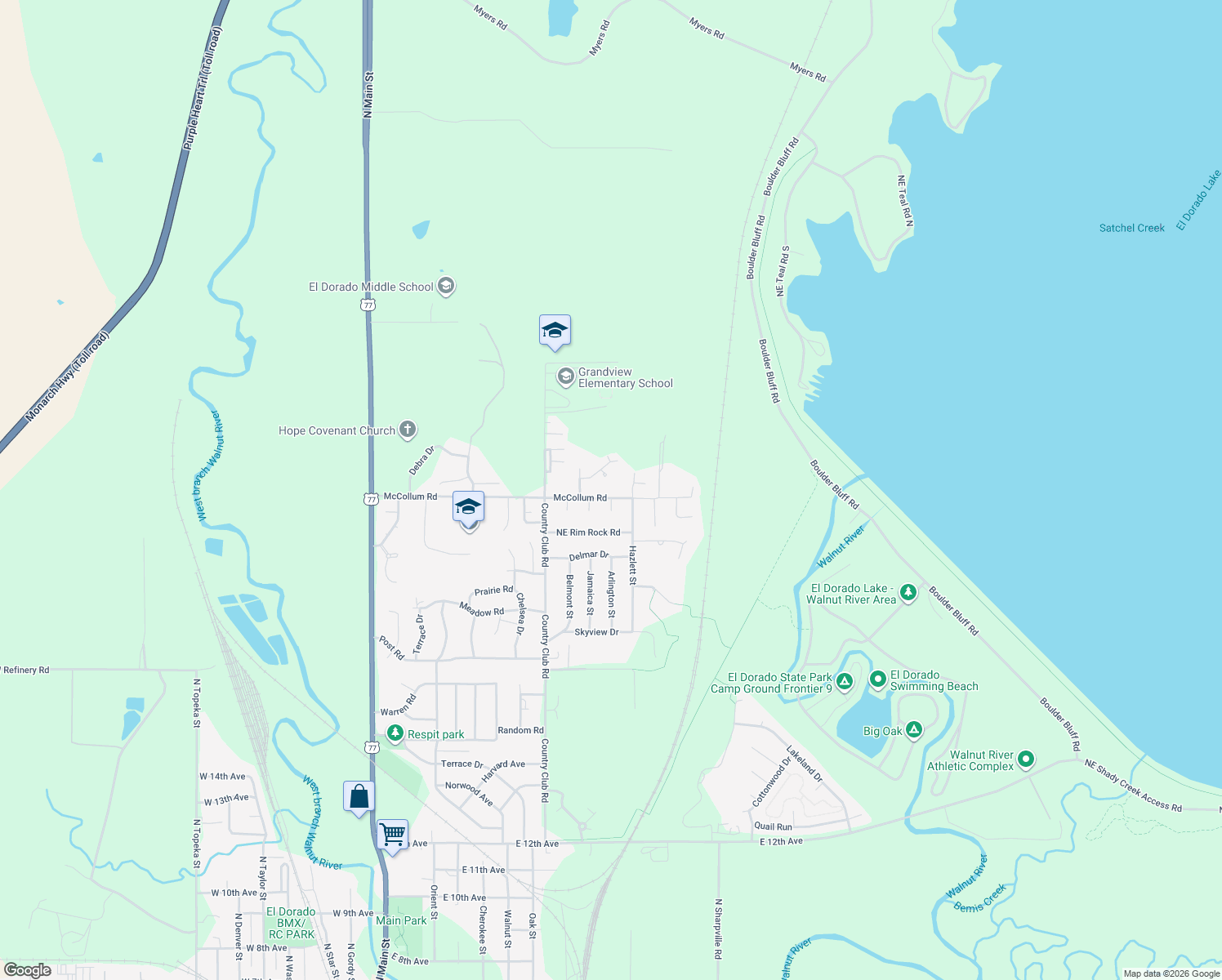 map of restaurants, bars, coffee shops, grocery stores, and more near 1106 McCollum Rd in El Dorado