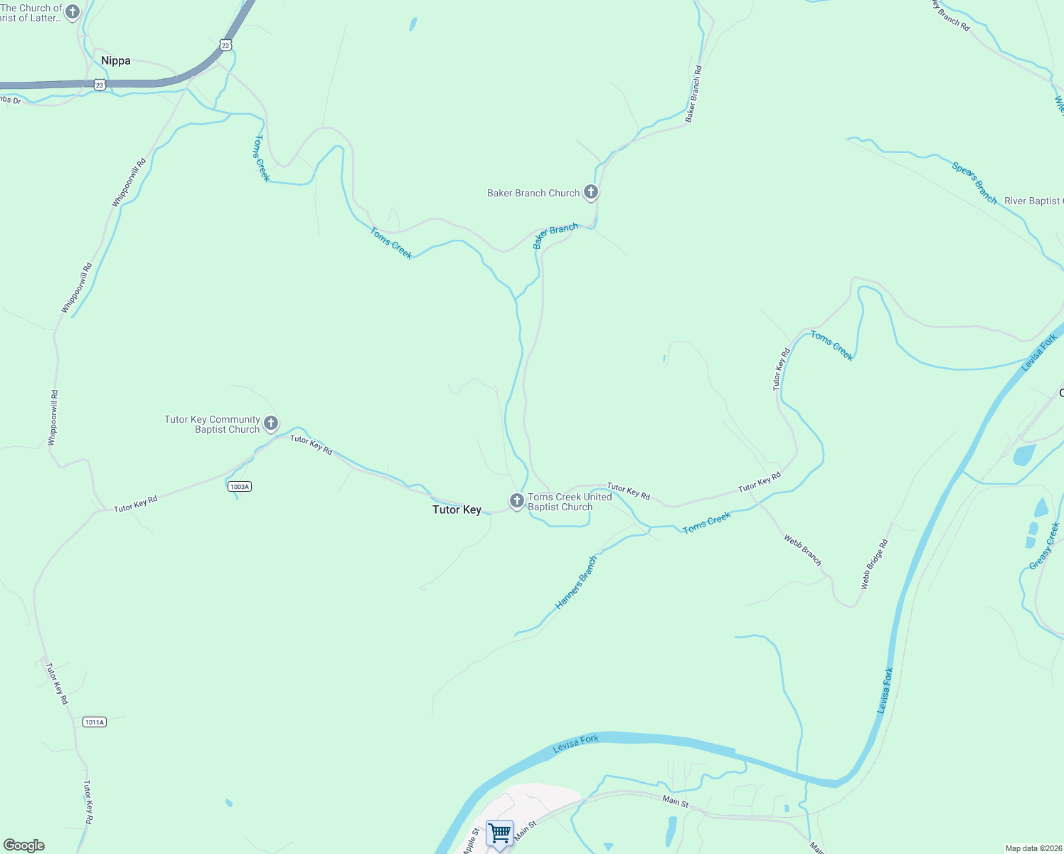 map of restaurants, bars, coffee shops, grocery stores, and more near 2520 State Highway 993 in Tutor Key