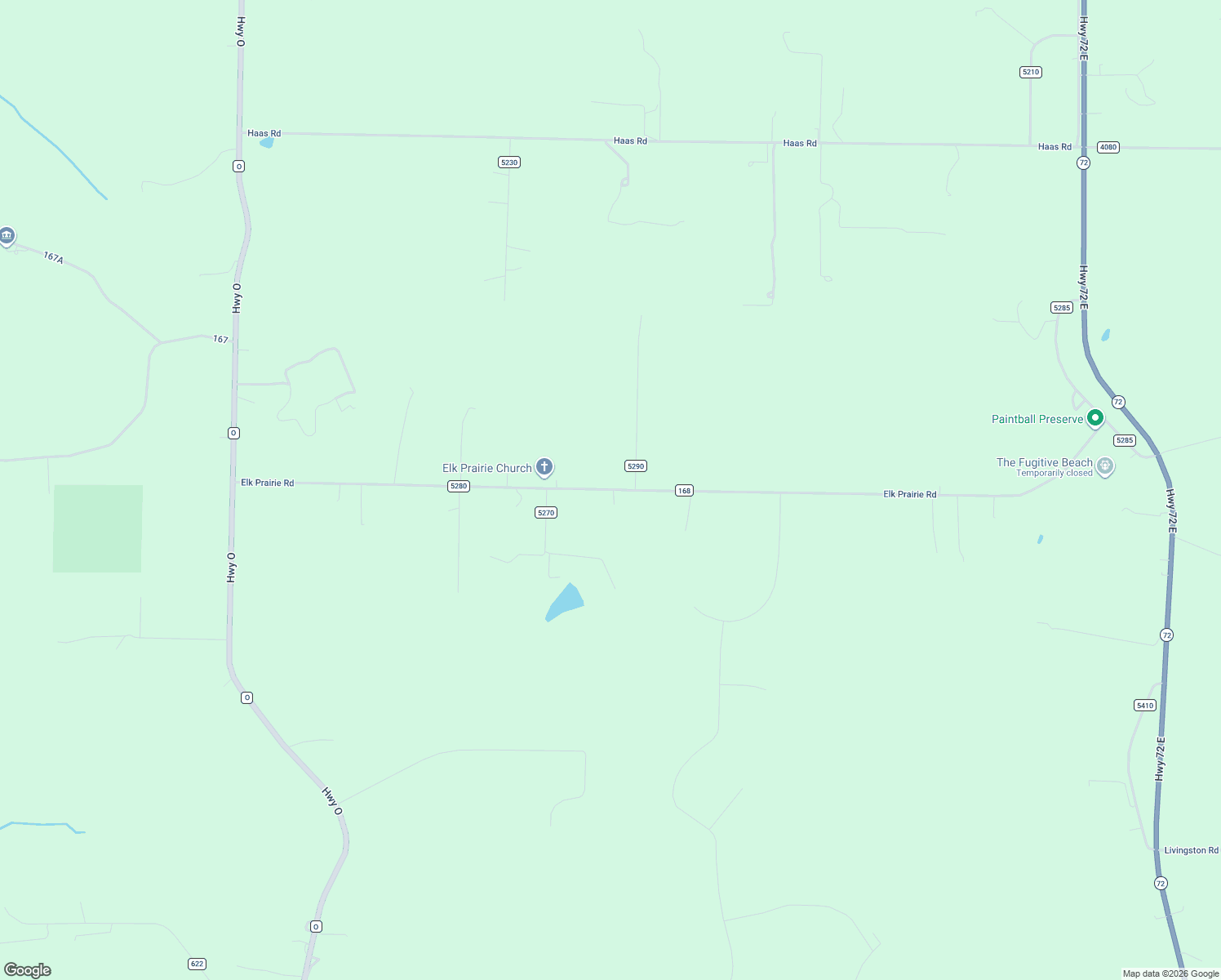 map of restaurants, bars, coffee shops, grocery stores, and more near 10680 County Road 5280 in Rolla